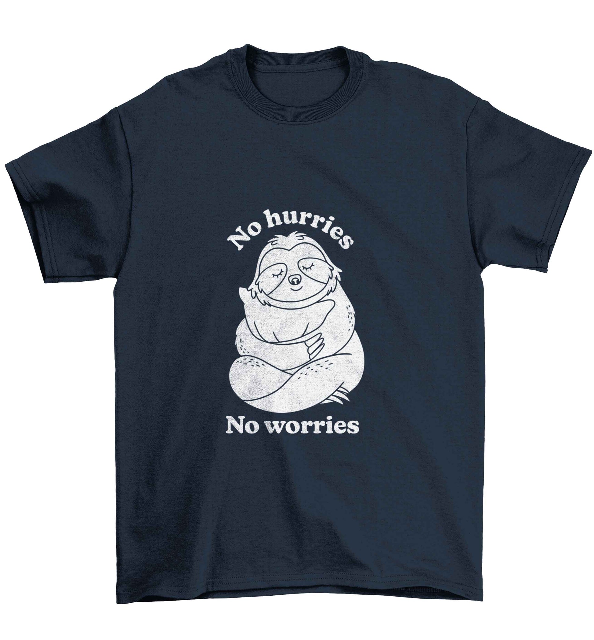 No hurries no worries Children's navy Tshirt 12-13 Years