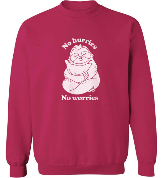 No hurries no worries adult's unisex pink sweater 2XL