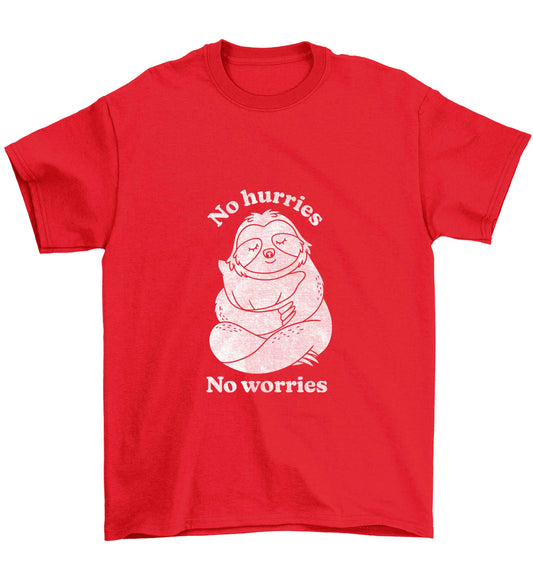 No hurries no worries Children's red Tshirt 12-13 Years