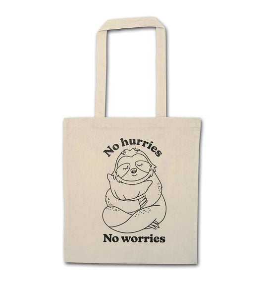 No hurries no worries natural tote bag