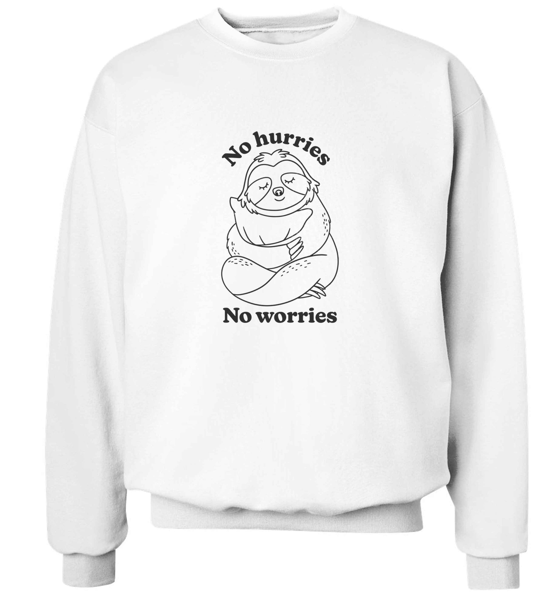 No hurries no worries adult's unisex white sweater 2XL