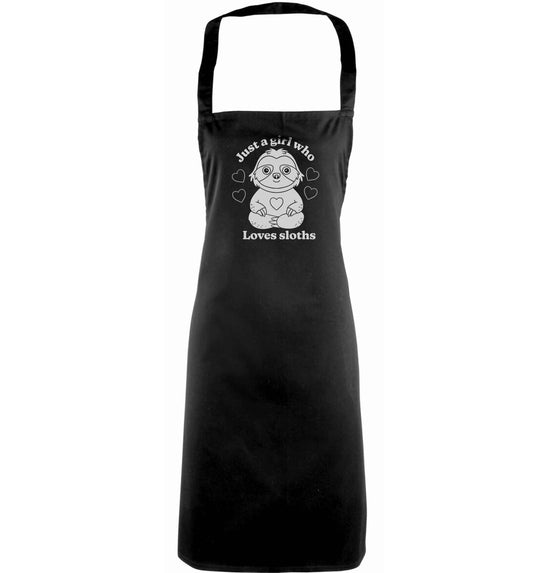 Just a girl who loves sloths adults black apron