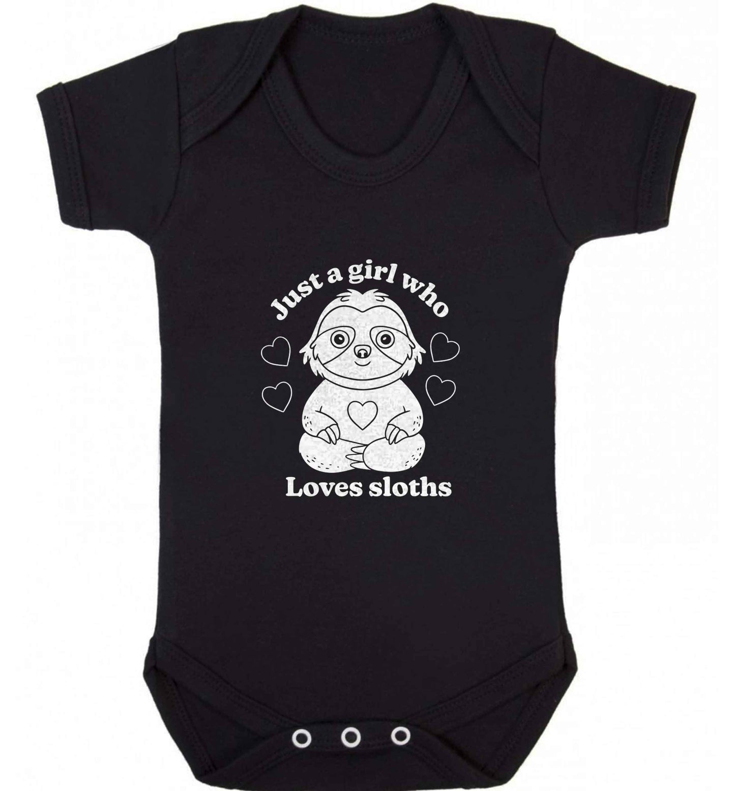 Just a girl who loves sloths baby vest black 18-24 months