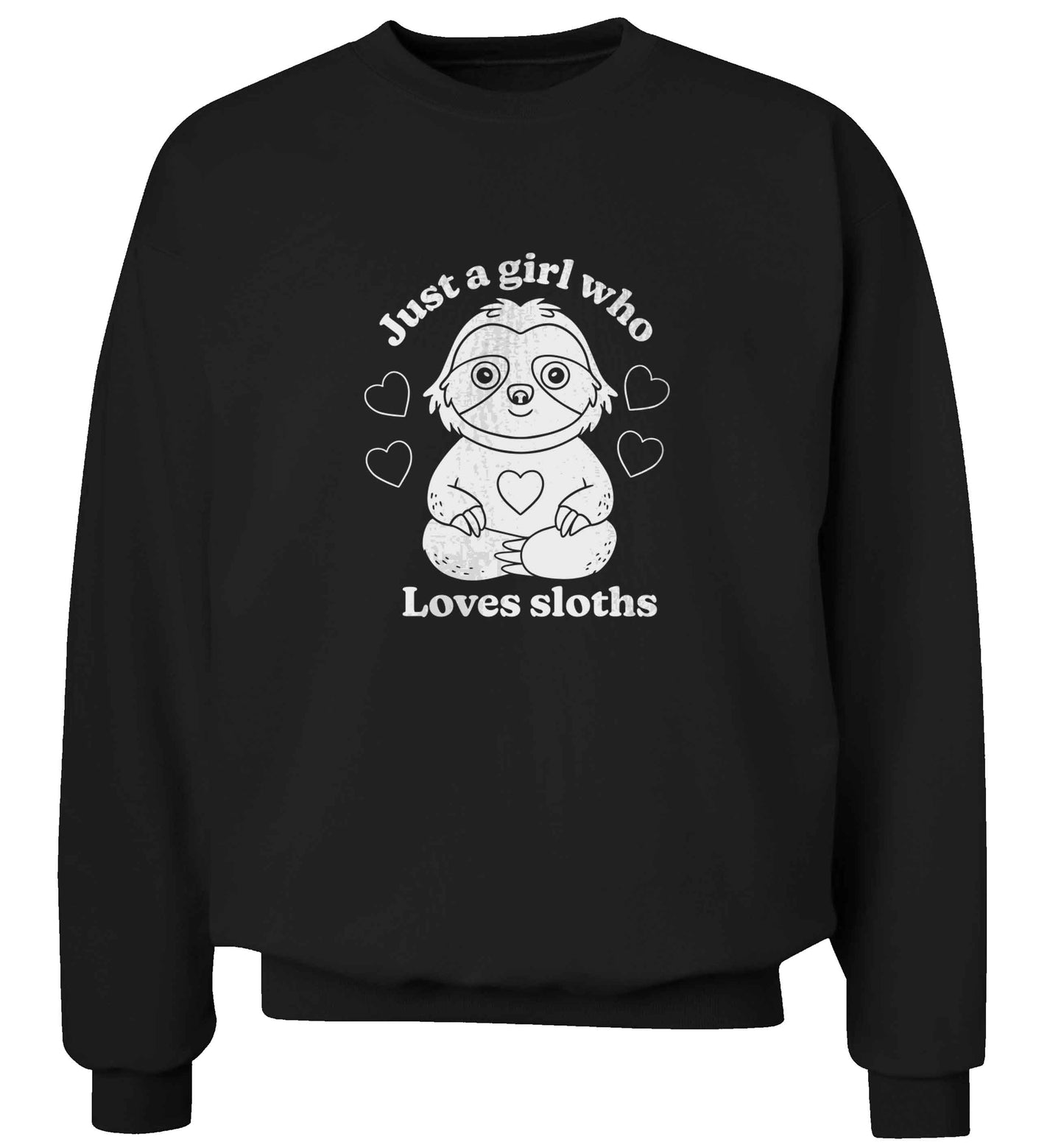 Just a girl who loves sloths adult's unisex black sweater 2XL