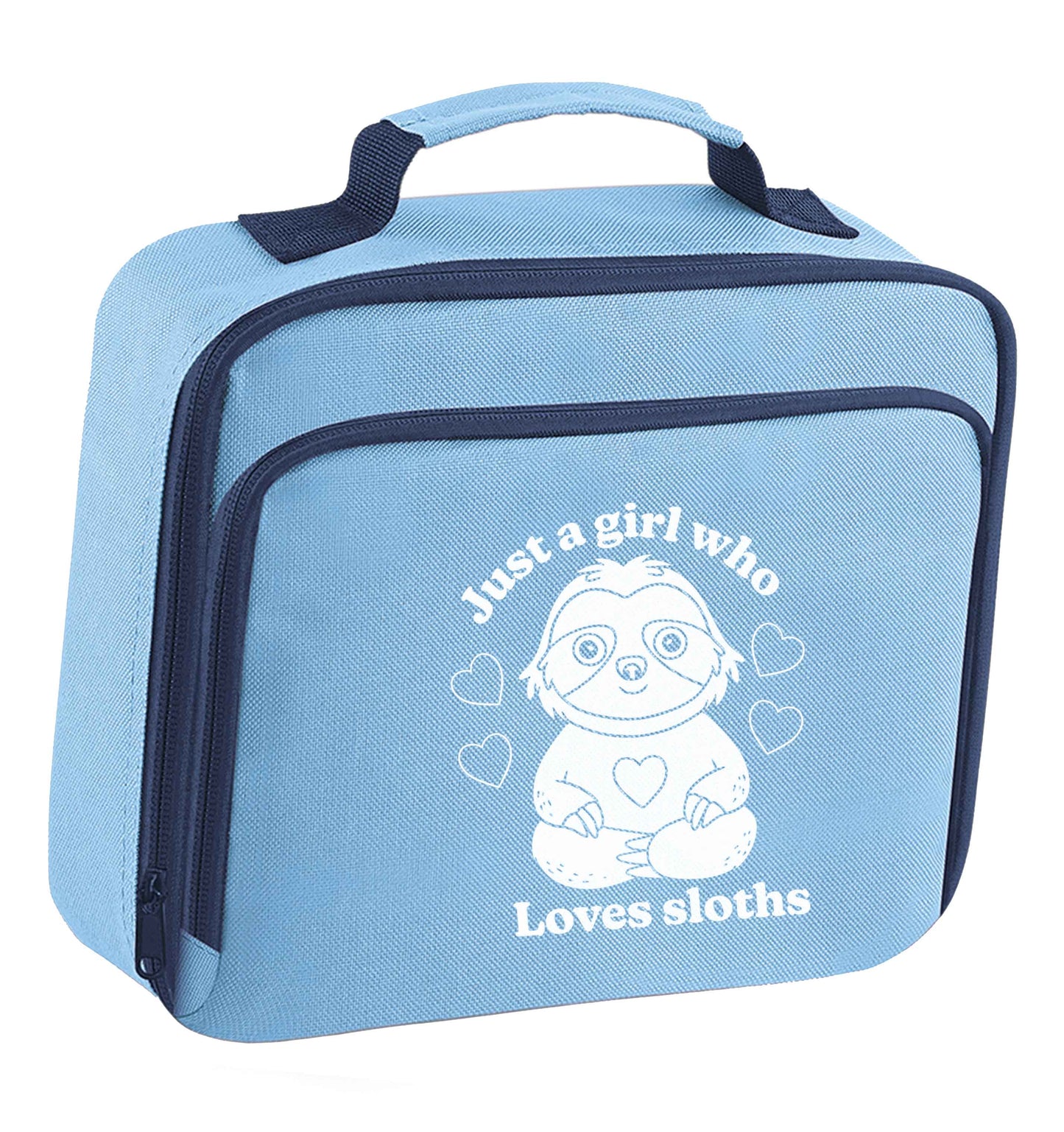 Just a girl who loves sloths insulated blue lunch bag cooler