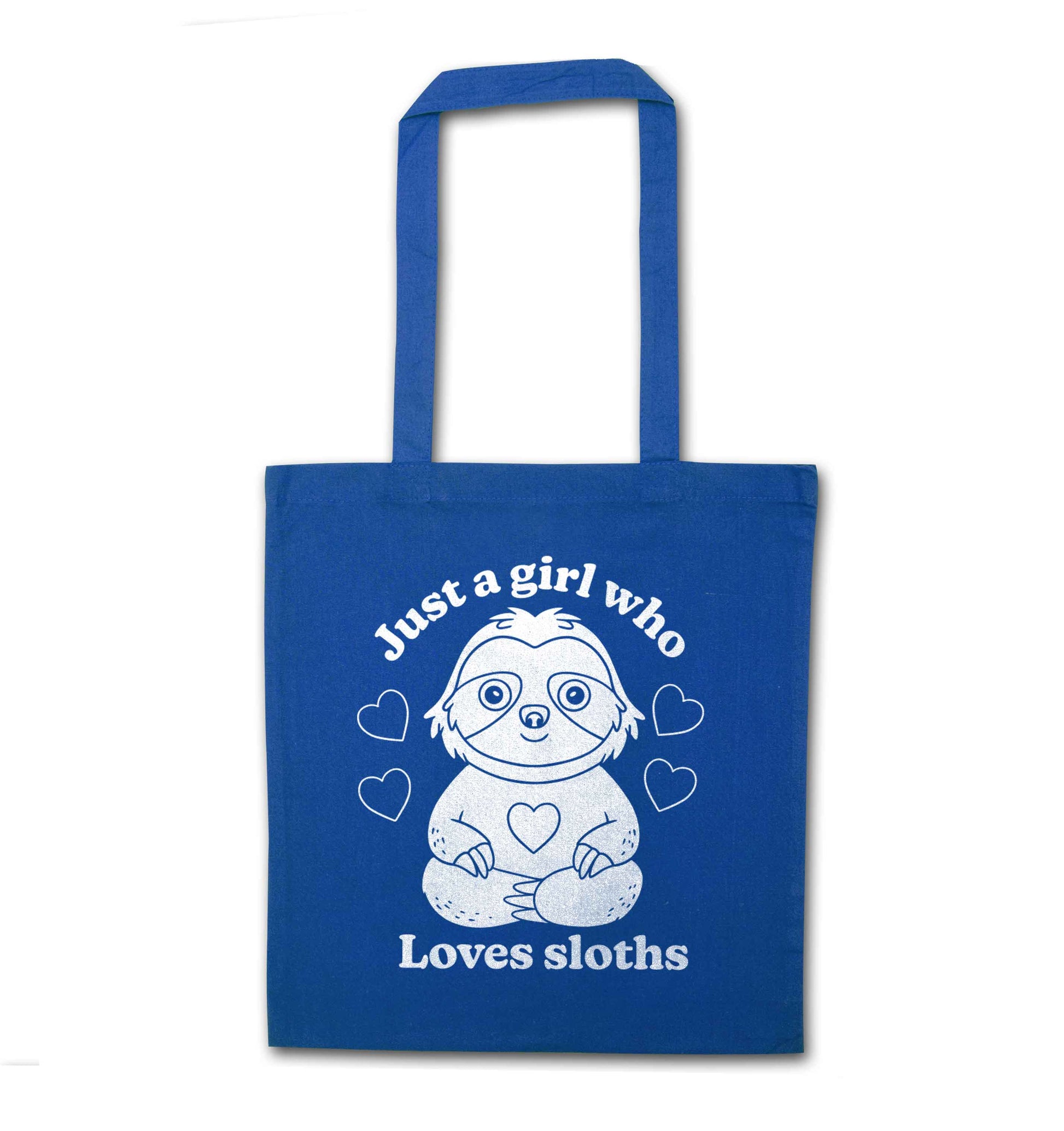 Just a girl who loves sloths blue tote bag