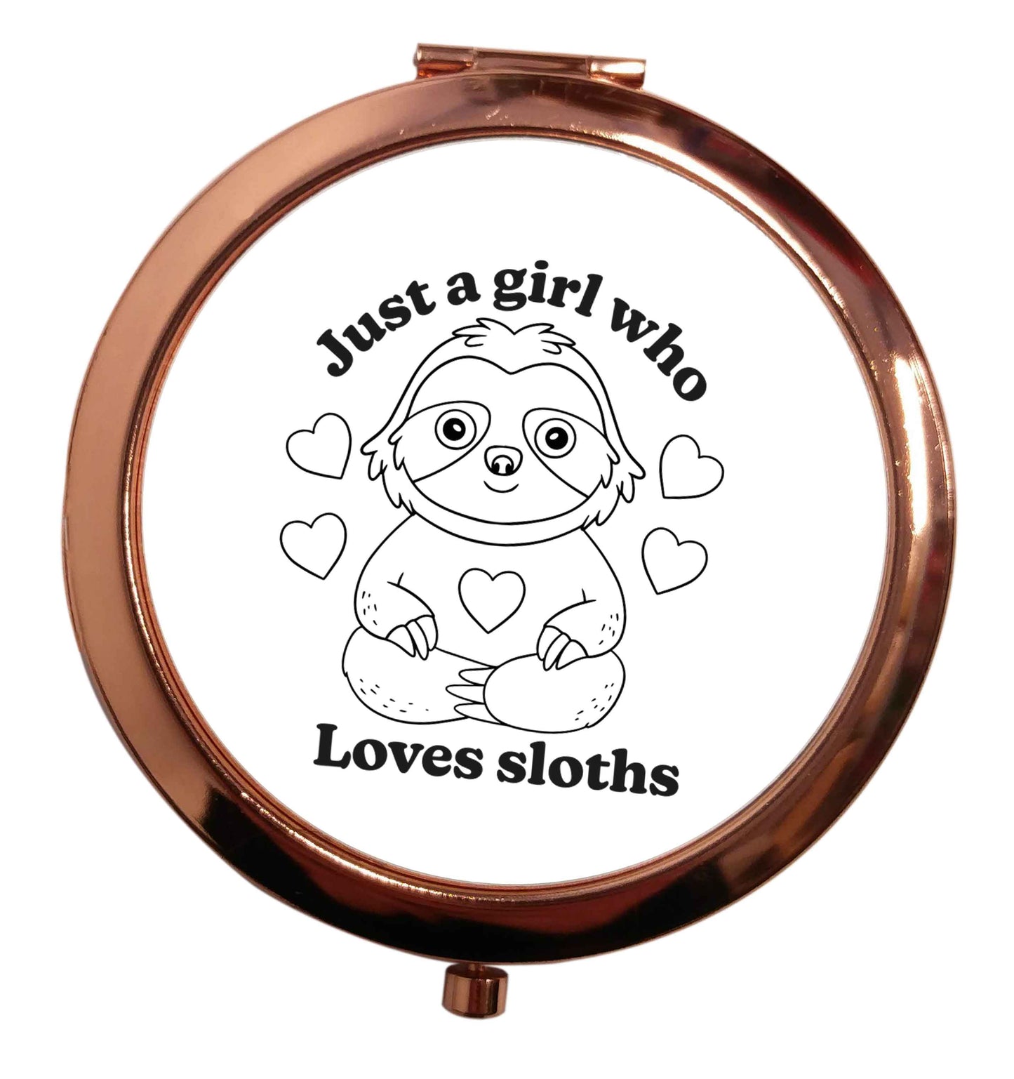 Just a girl who loves sloths rose gold circle pocket mirror