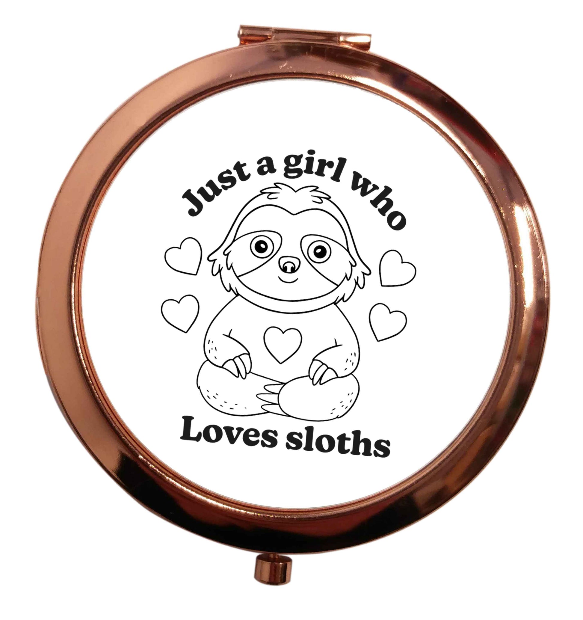 Just a girl who loves sloths rose gold circle pocket mirror