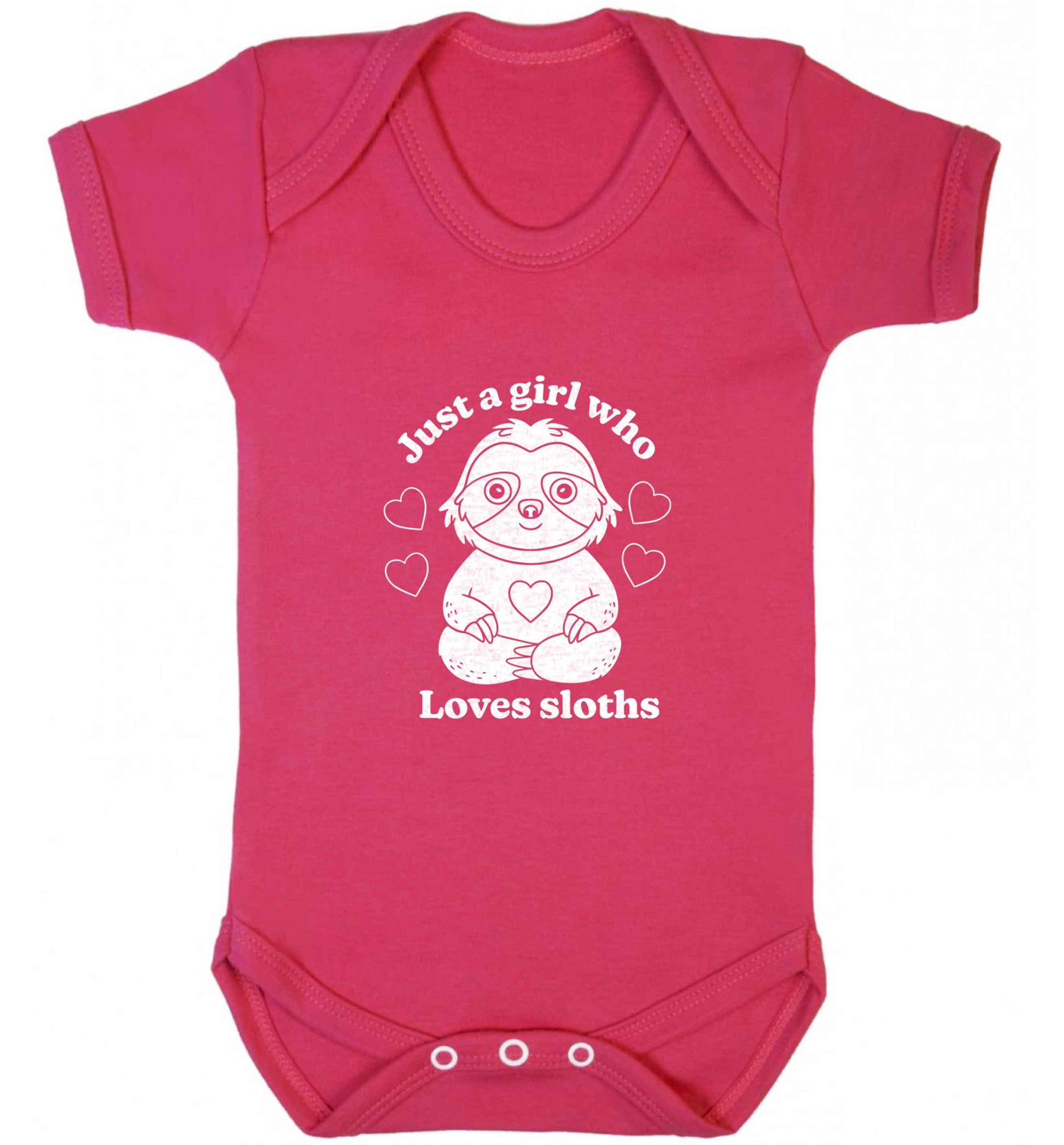 Just a girl who loves sloths baby vest dark pink 18-24 months