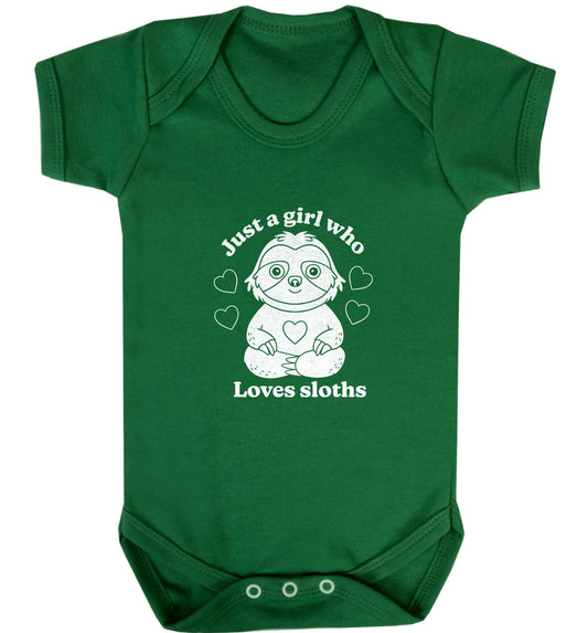 Just a girl who loves sloths baby vest green 18-24 months