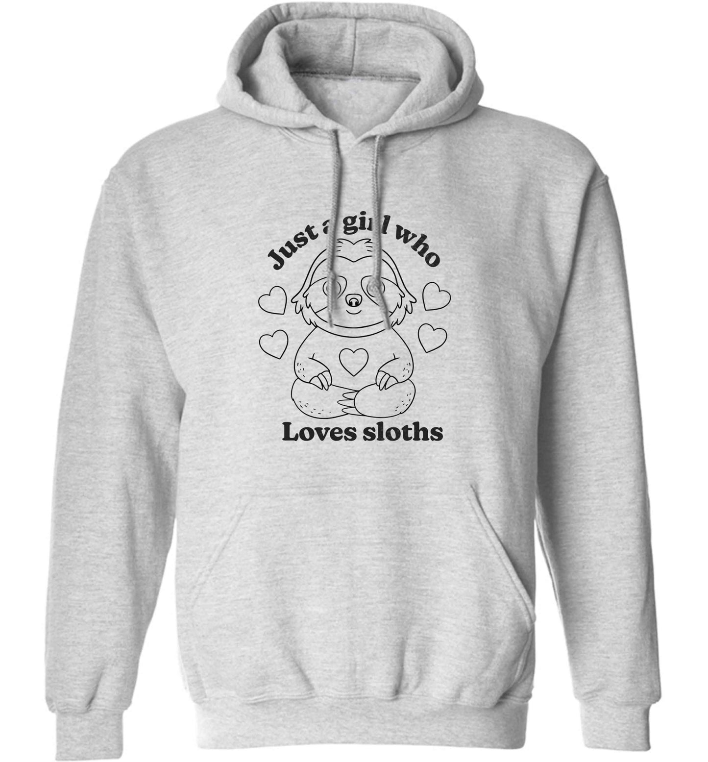 Just a girl who loves sloths adults unisex grey hoodie 2XL