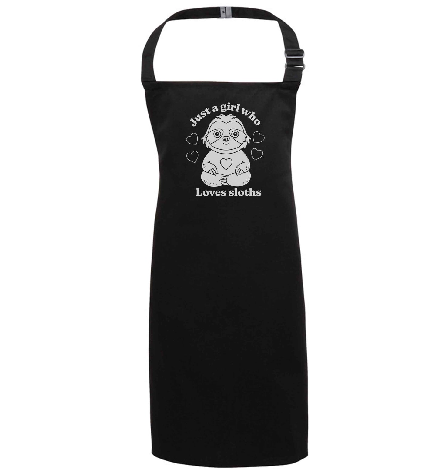 Just a girl who loves sloths black apron 7-10 years