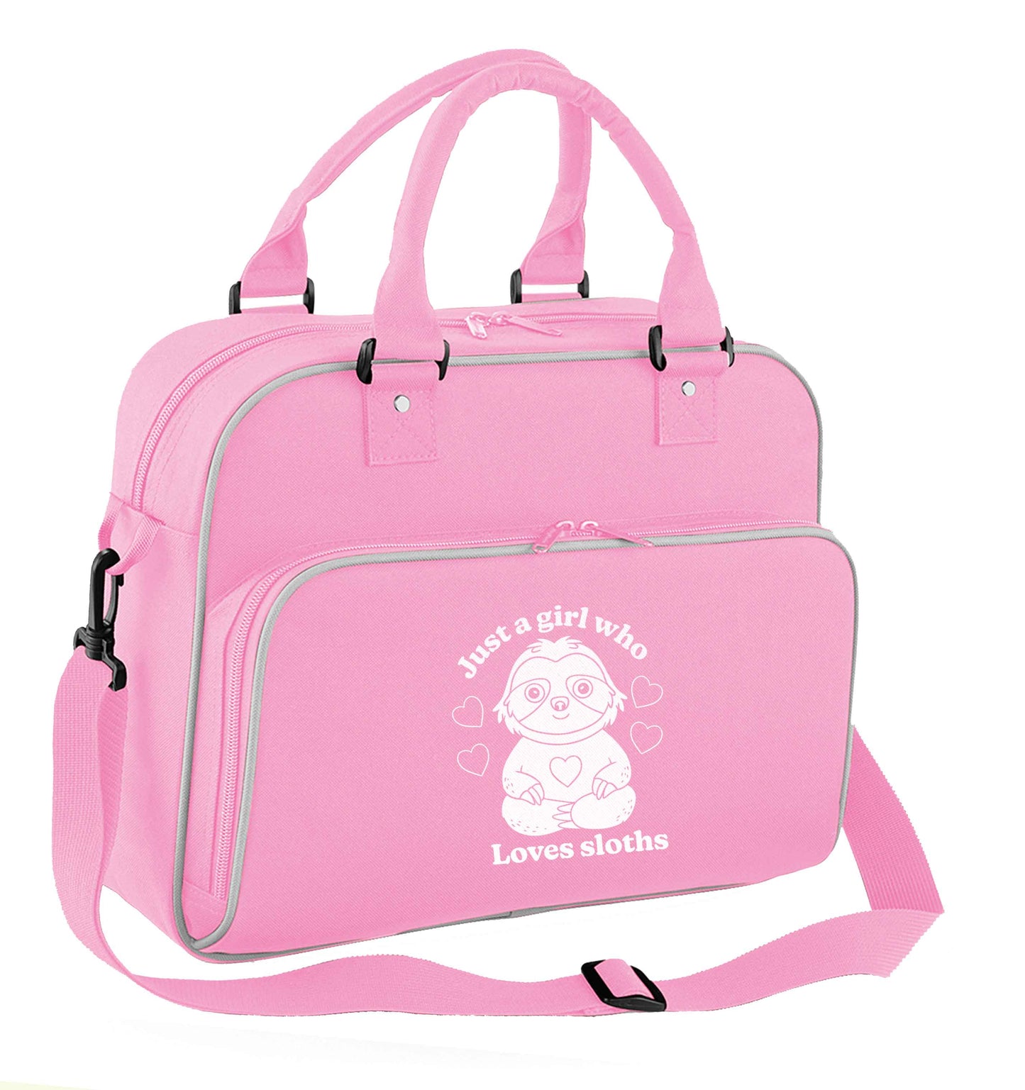 Just a girl who loves sloths children's dance bag baby pink