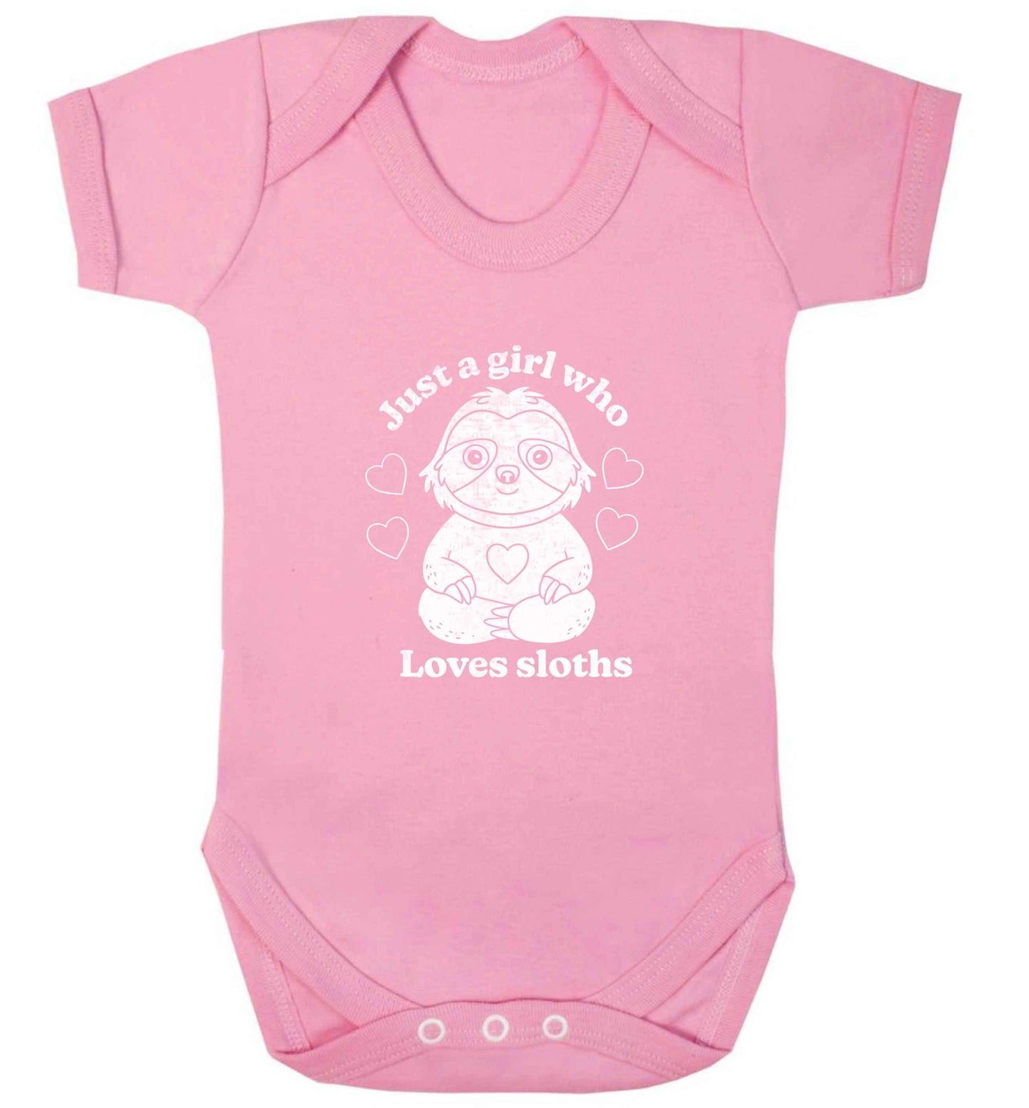 Just a girl who loves sloths baby vest pale pink 18-24 months