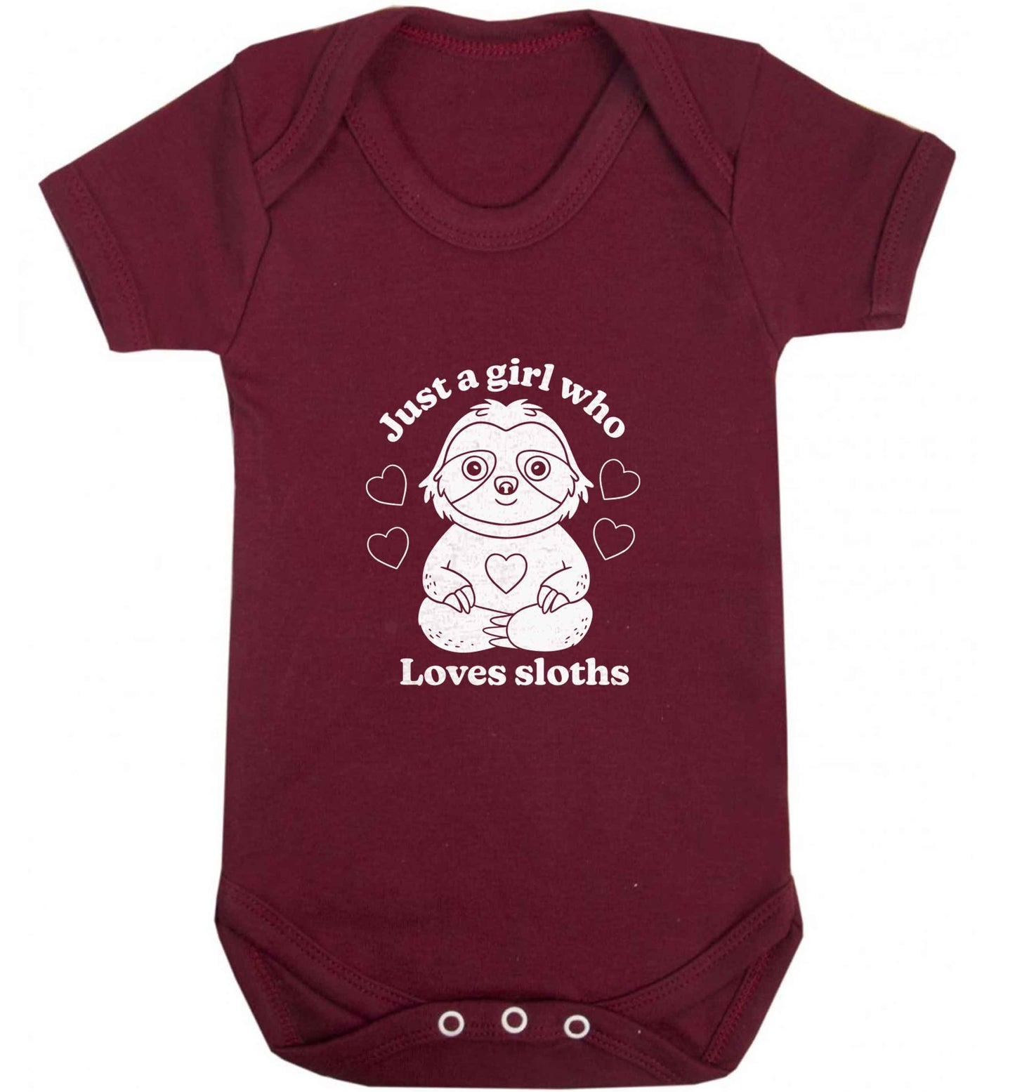 Just a girl who loves sloths baby vest maroon 18-24 months
