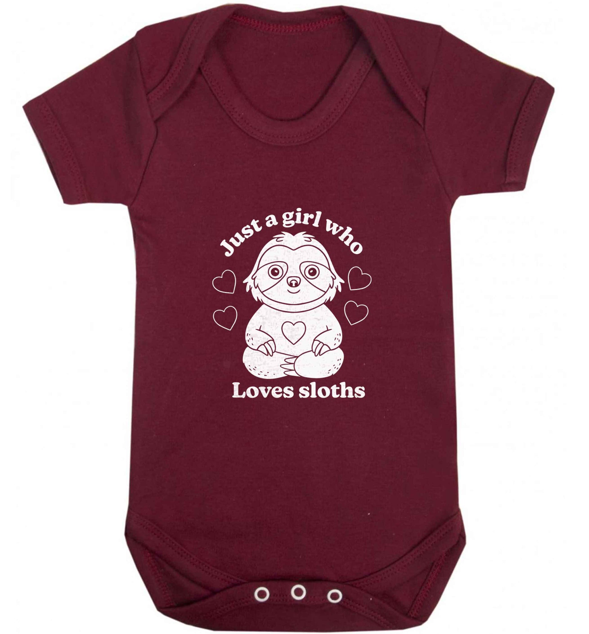 Just a girl who loves sloths baby vest maroon 18-24 months
