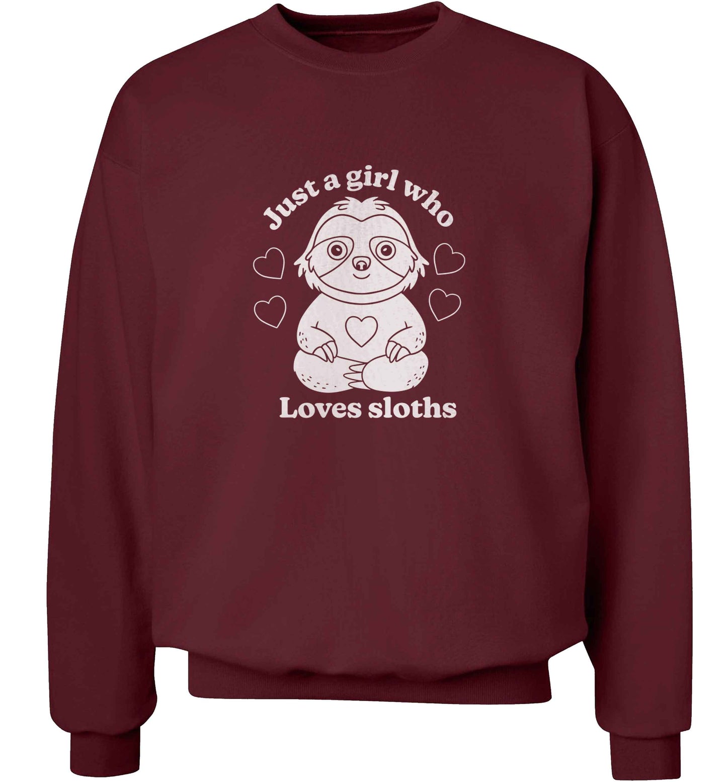 Just a girl who loves sloths adult's unisex maroon sweater 2XL