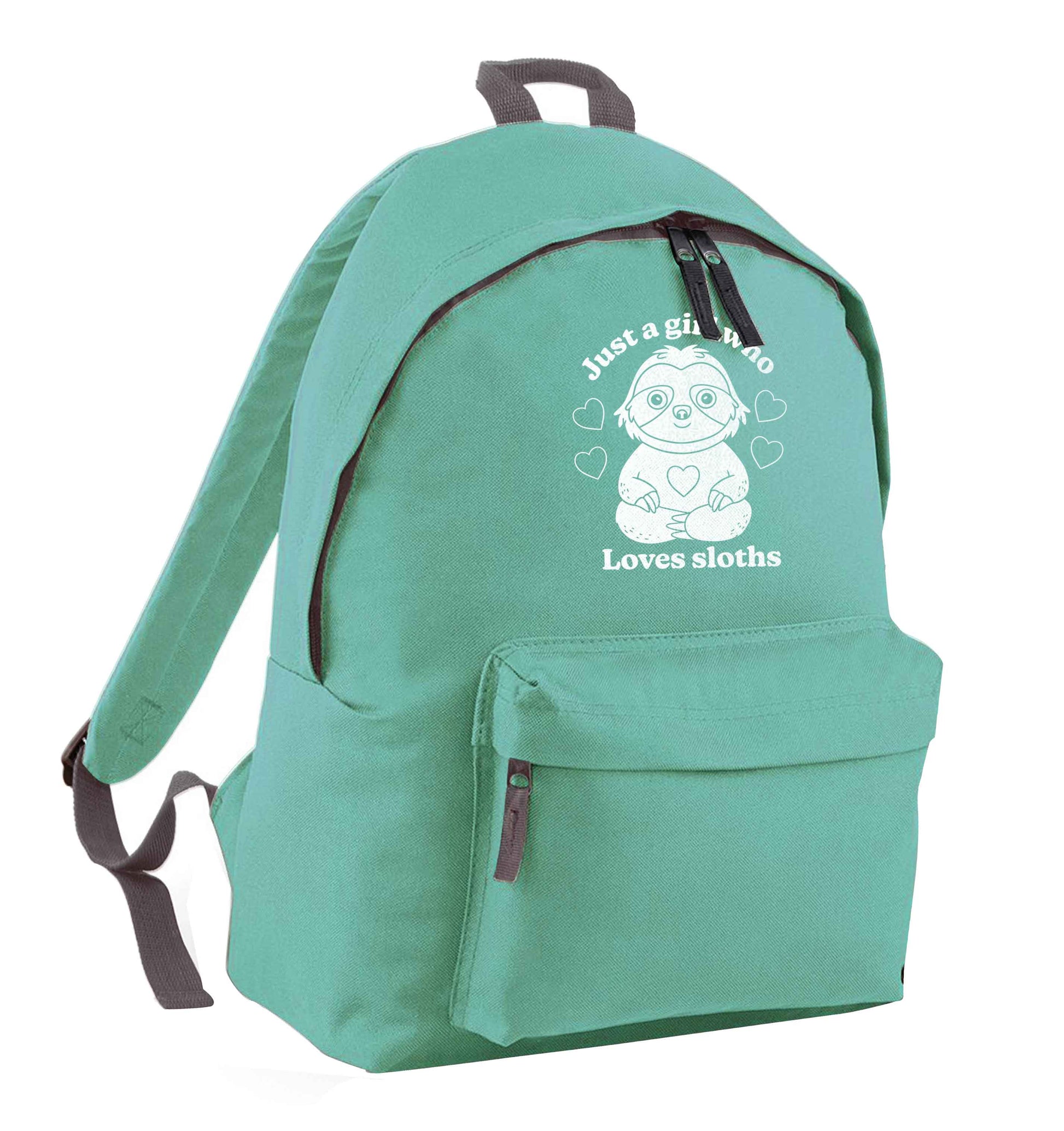 Just a girl who loves sloths mint adults backpack