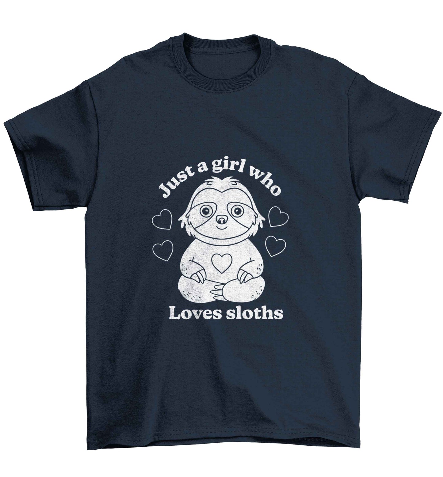 Just a girl who loves sloths Children's navy Tshirt 12-13 Years