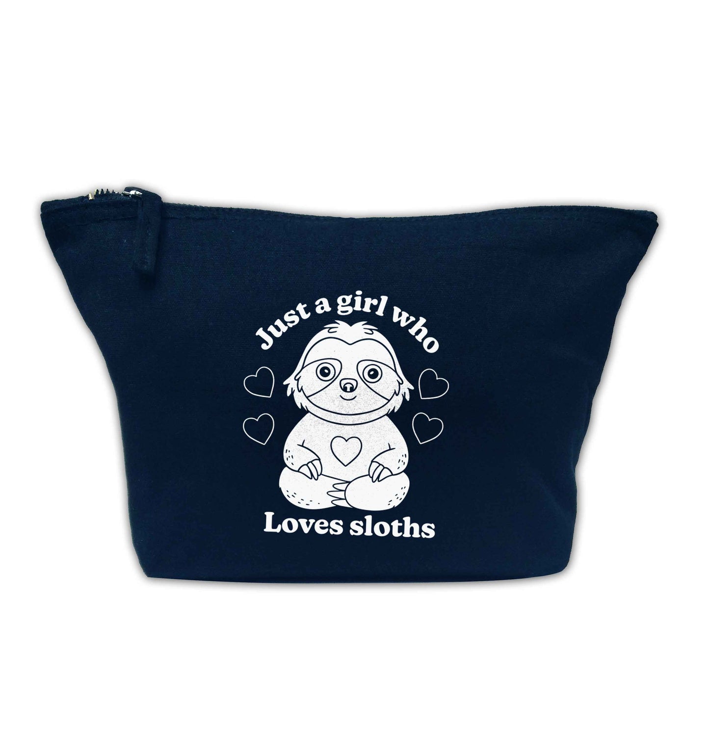 Just a girl who loves sloths navy makeup bag