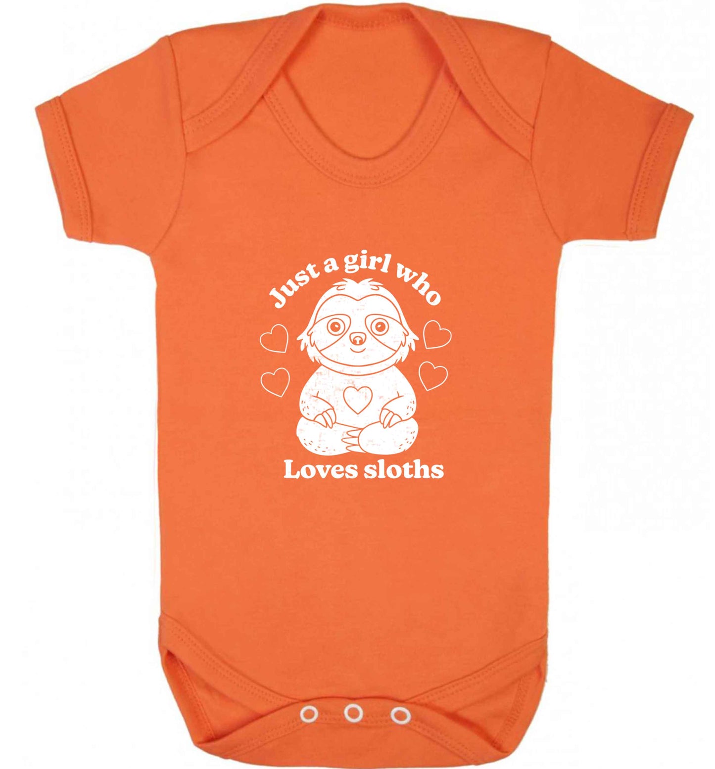 Just a girl who loves sloths baby vest orange 18-24 months