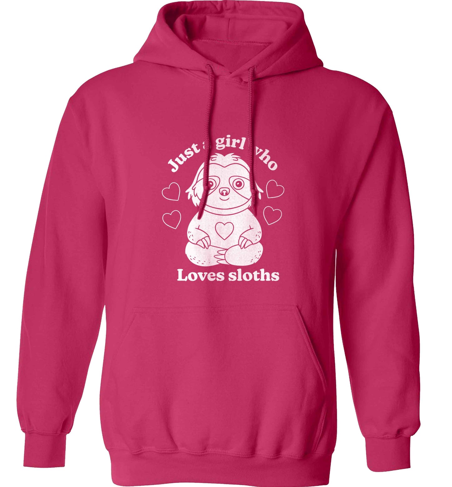 Just a girl who loves sloths adults unisex pink hoodie 2XL