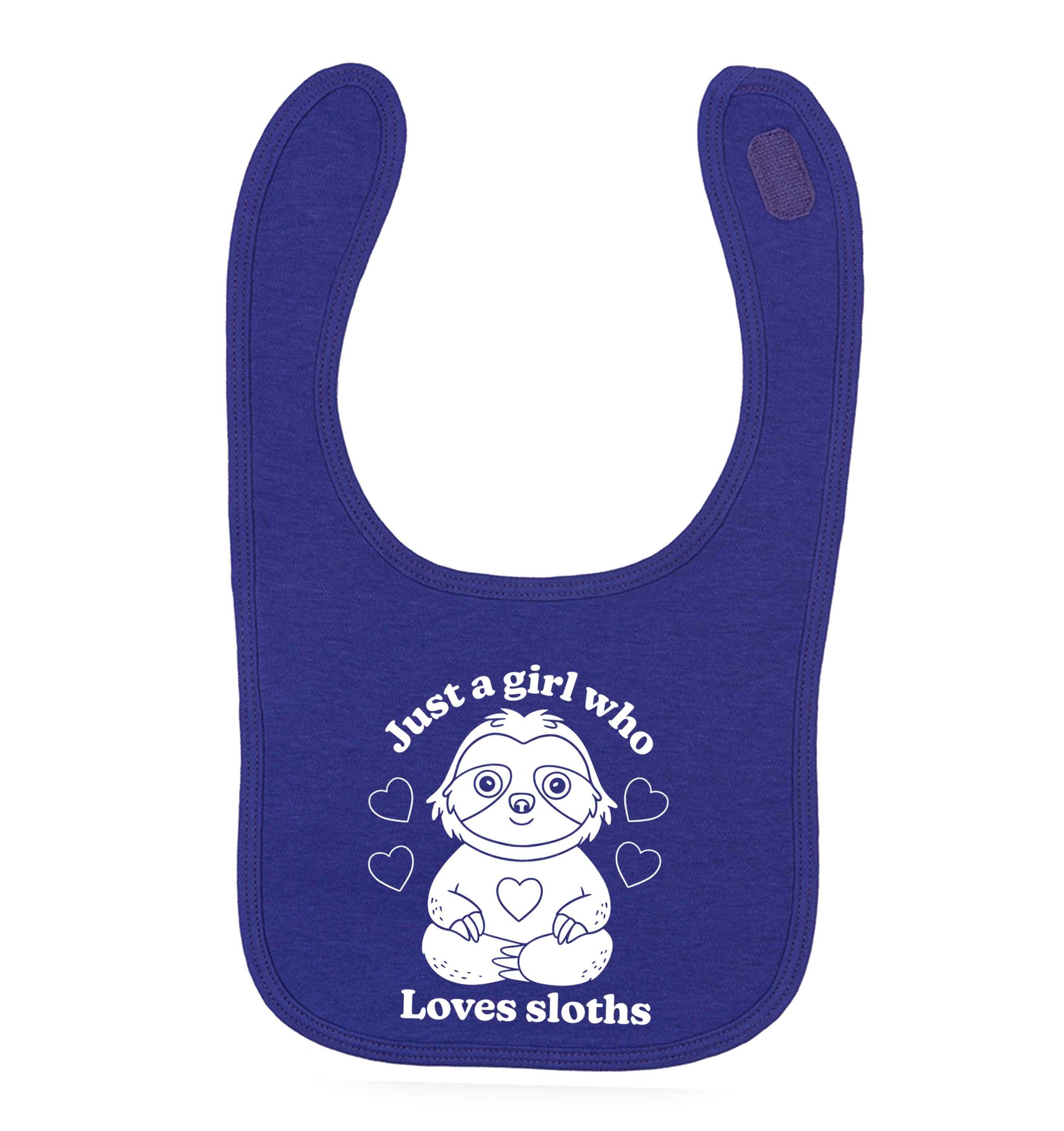 Just a girl who loves sloths purple baby bib