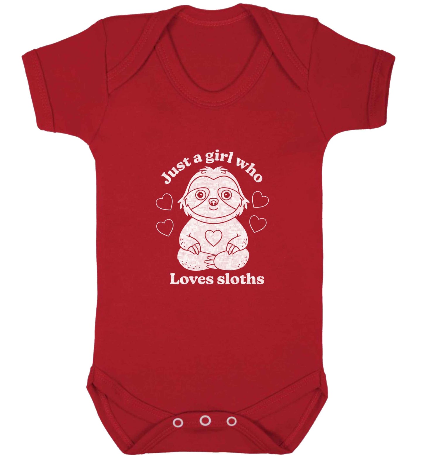 Just a girl who loves sloths baby vest red 18-24 months
