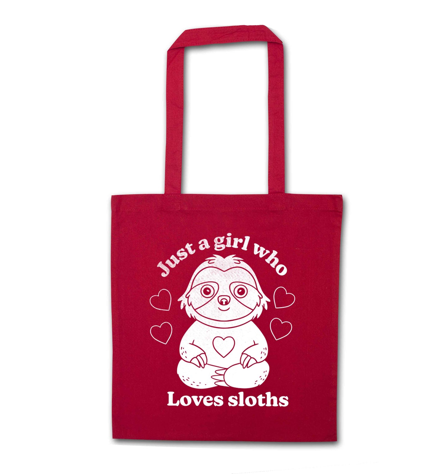 Just a girl who loves sloths red tote bag