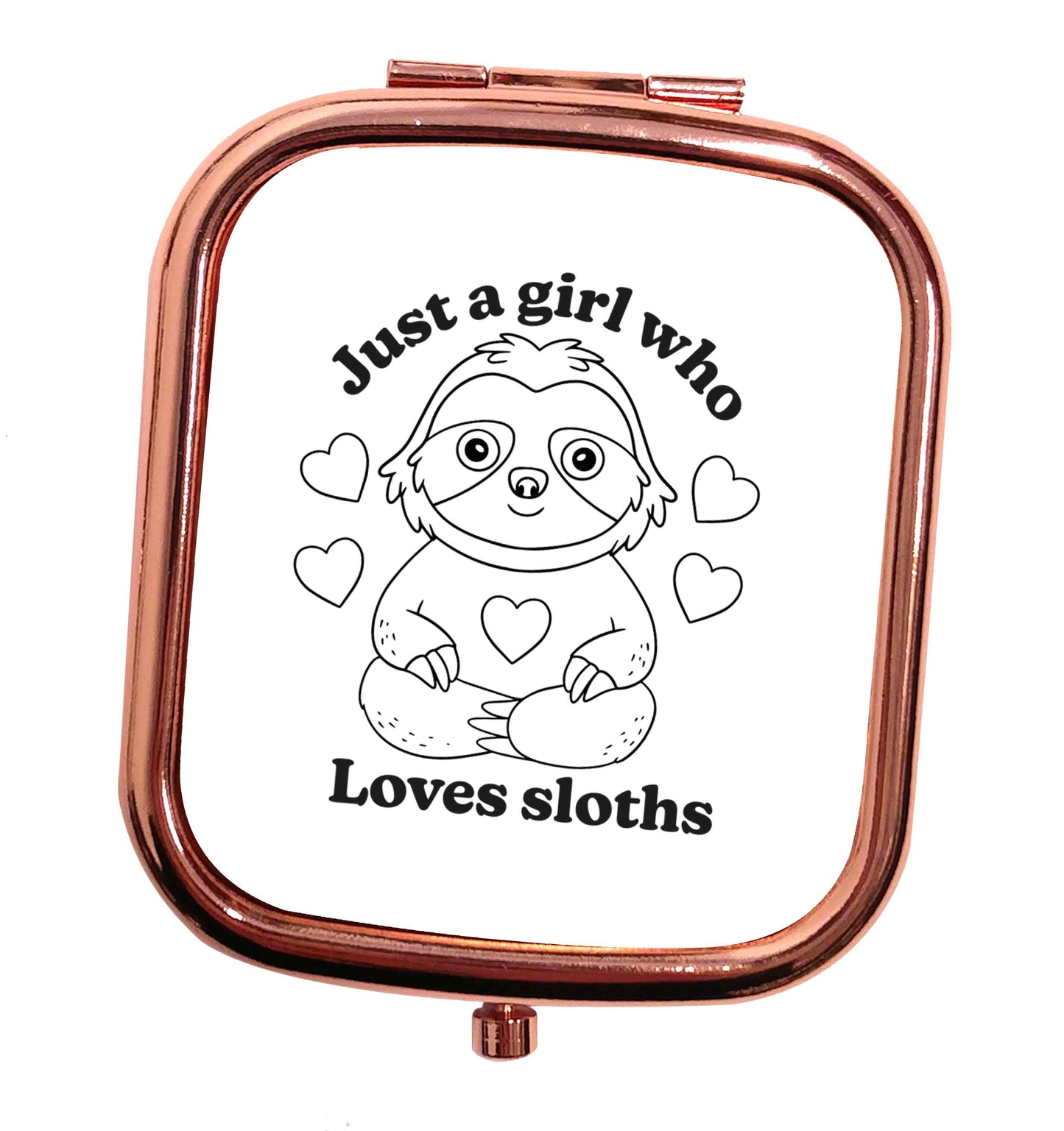 Just a girl who loves sloths rose gold square pocket mirror