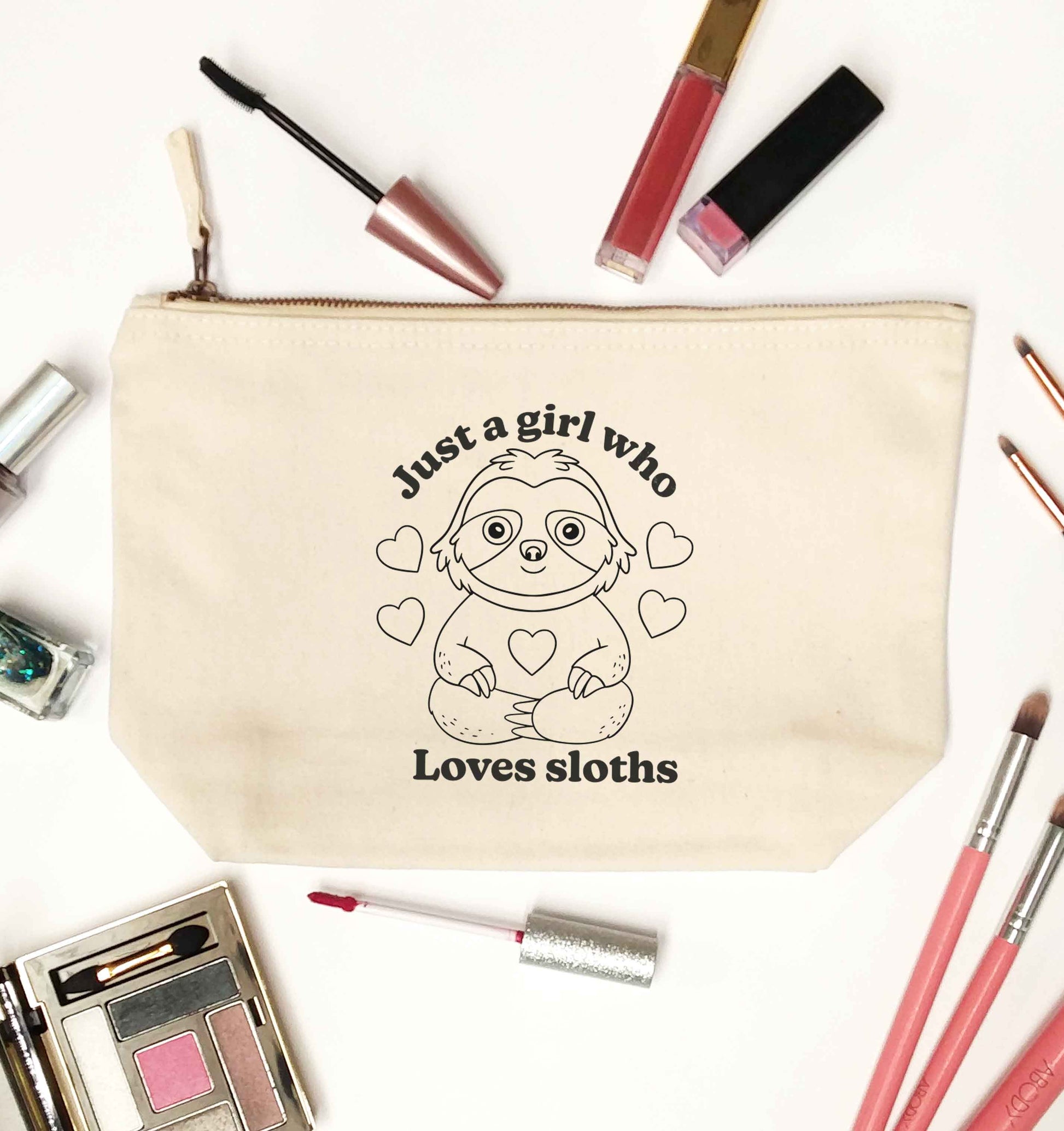 Just a girl who loves sloths natural makeup bag