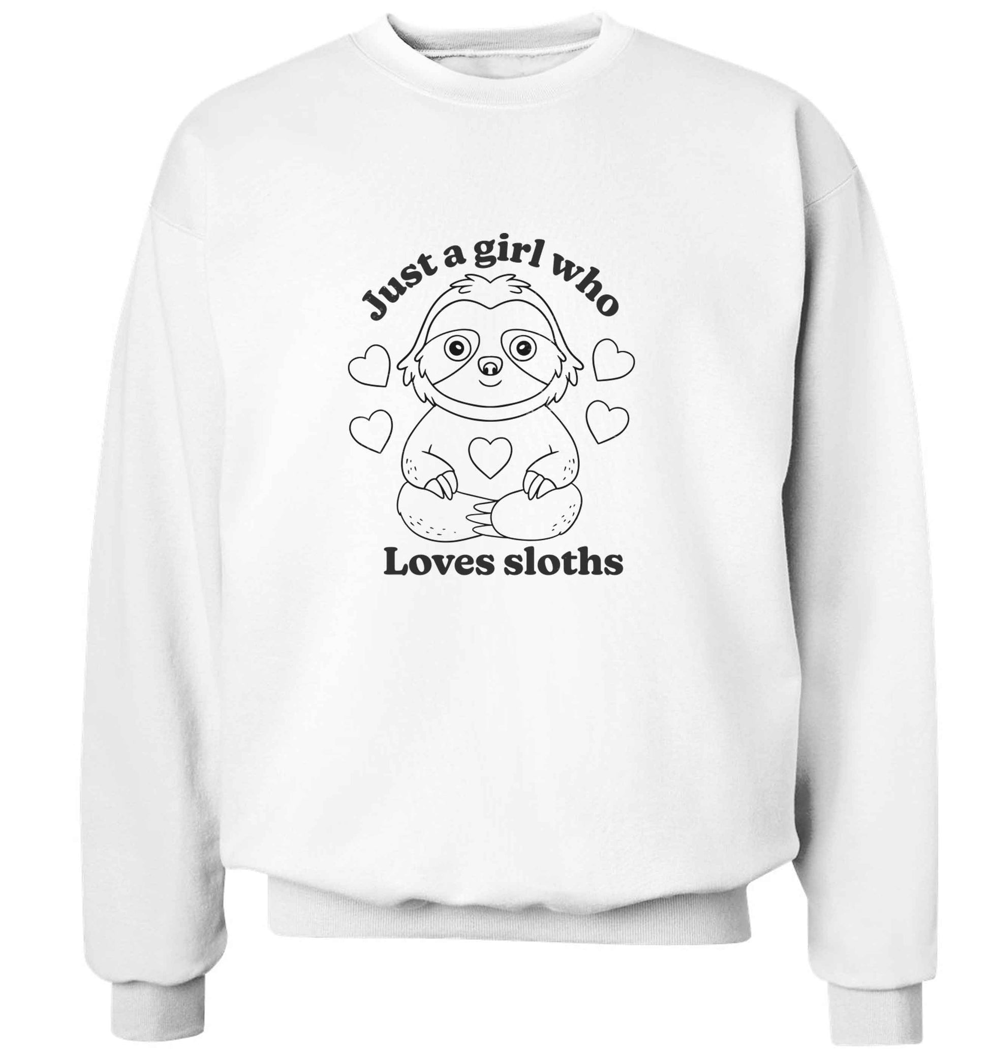 Just a girl who loves sloths adult's unisex white sweater 2XL