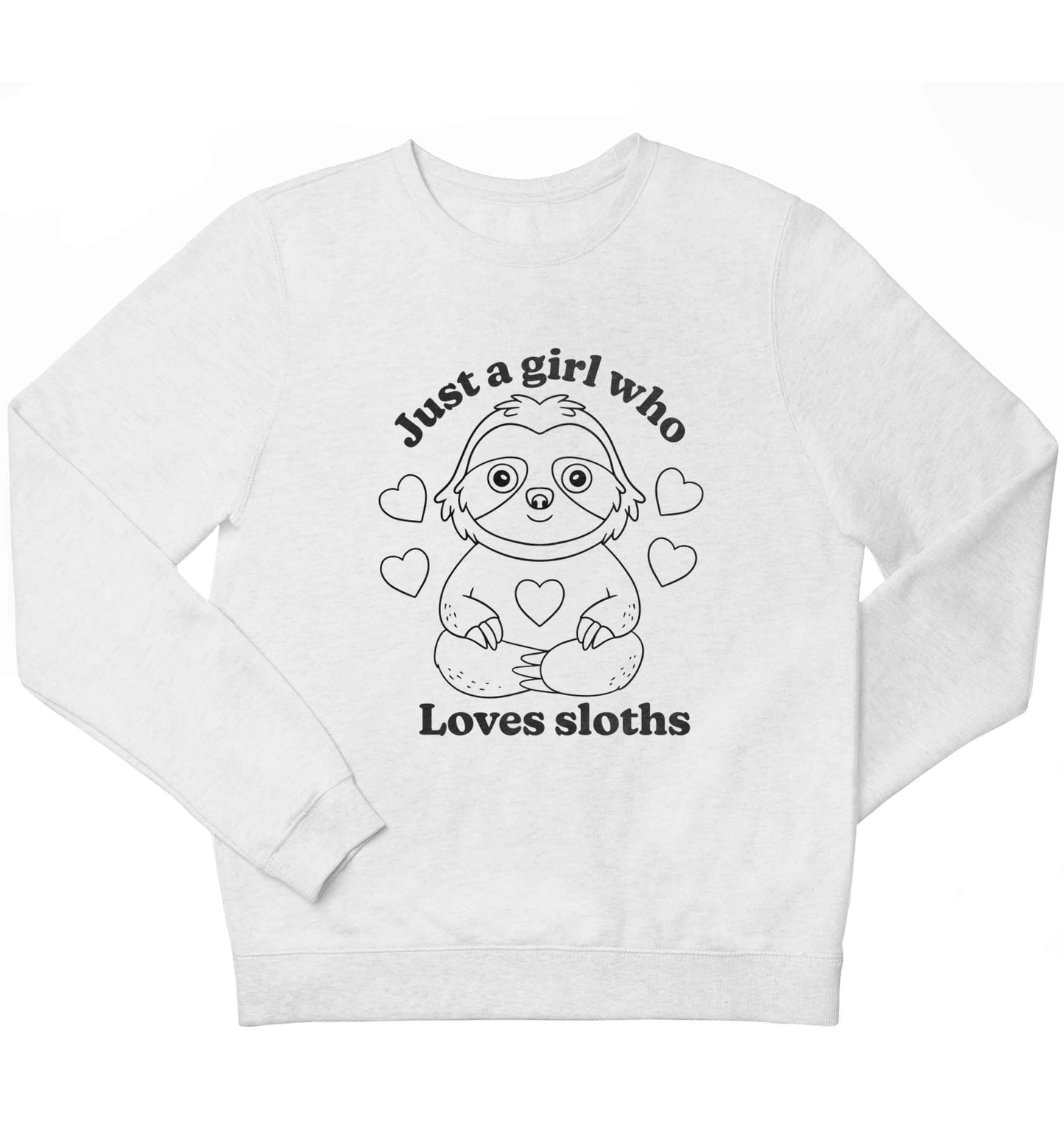 Just a girl who loves sloths children's white sweater 12-13 Years
