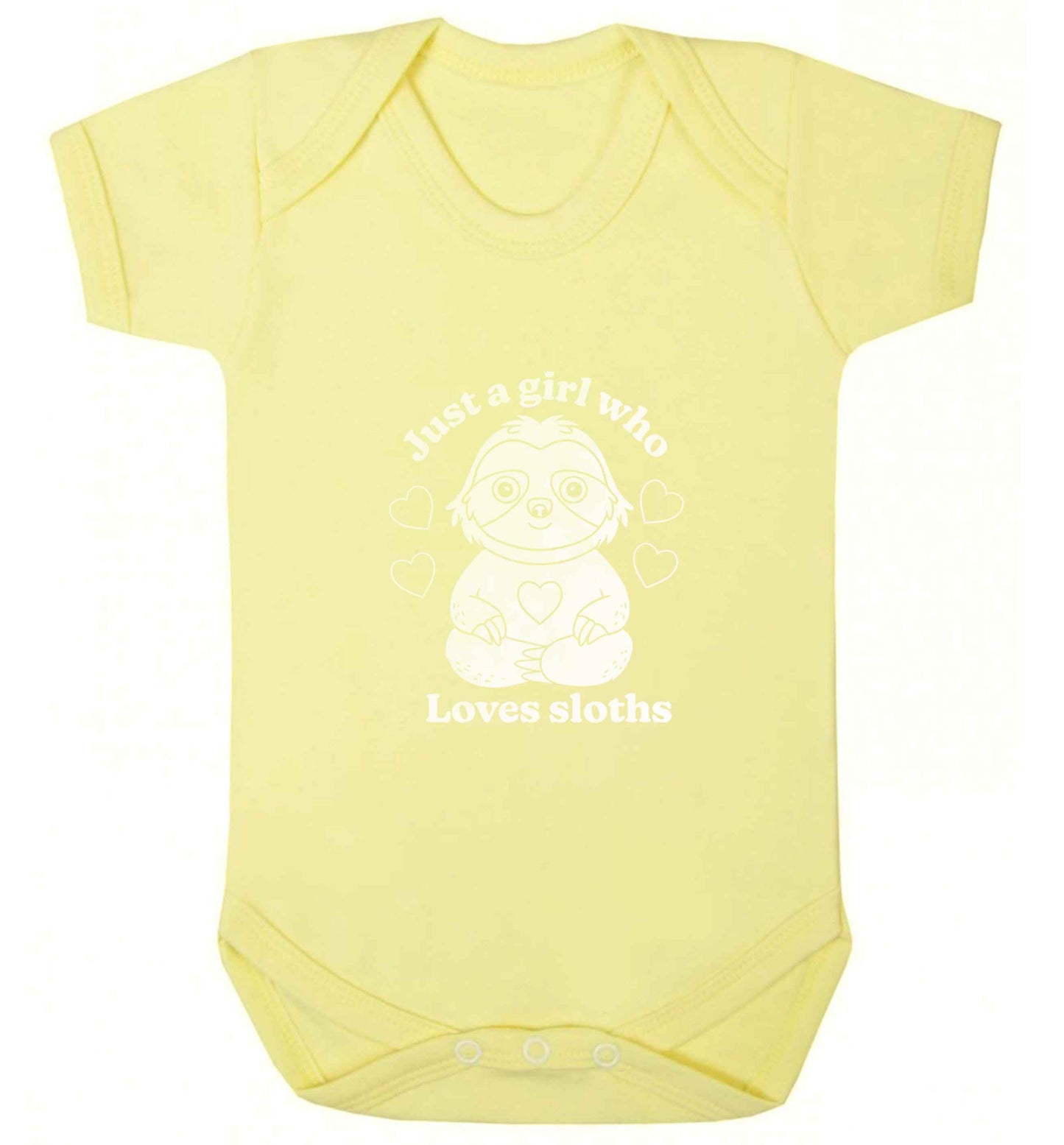 Just a girl who loves sloths baby vest pale yellow 18-24 months
