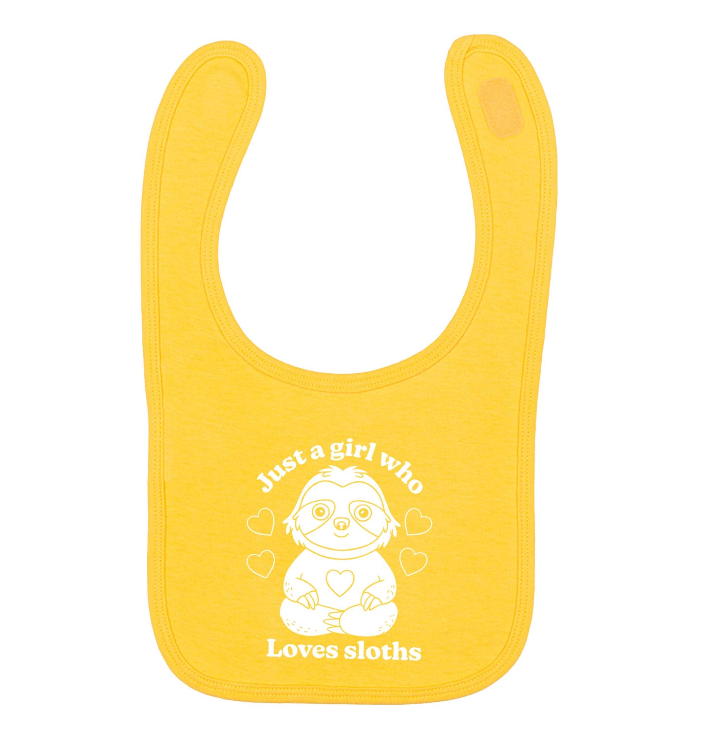 Just a girl who loves sloths yellow baby bib