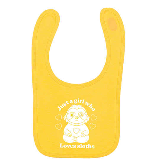 Just a girl who loves sloths yellow baby bib