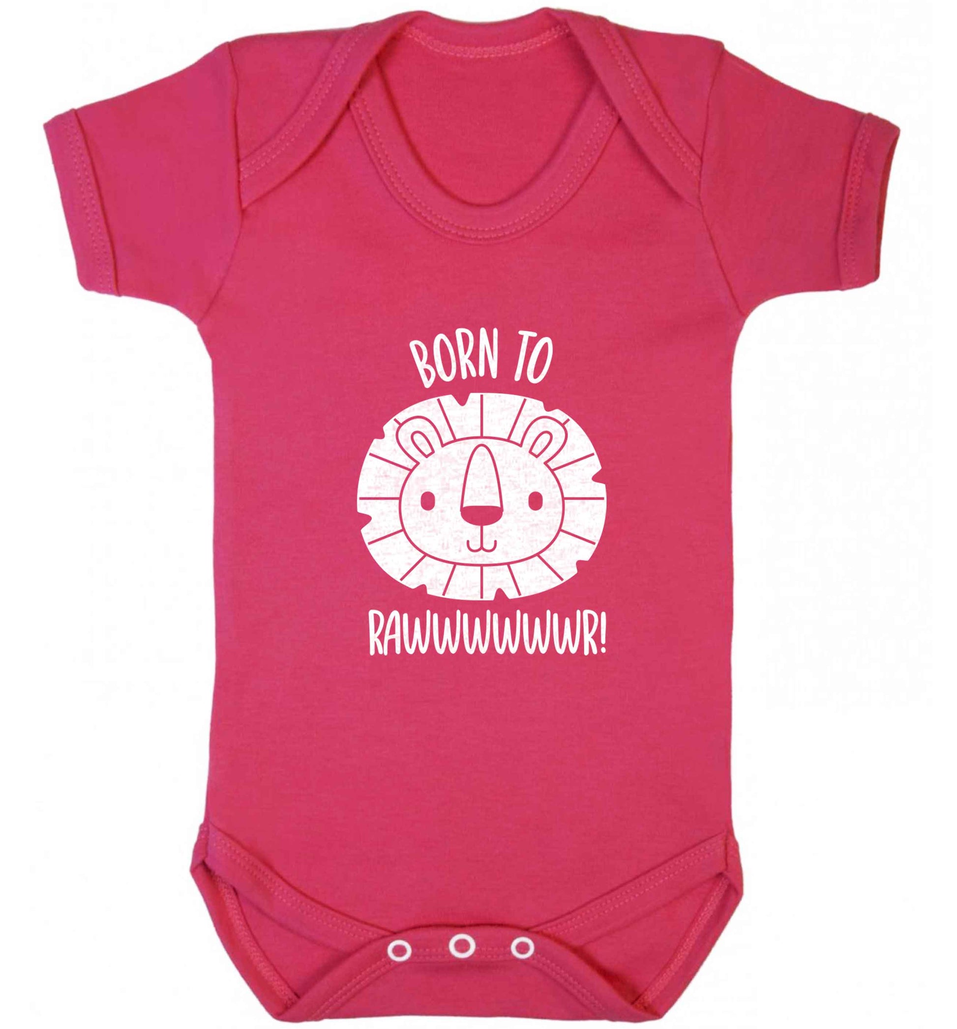 Born to rawr baby vest dark pink 18-24 months