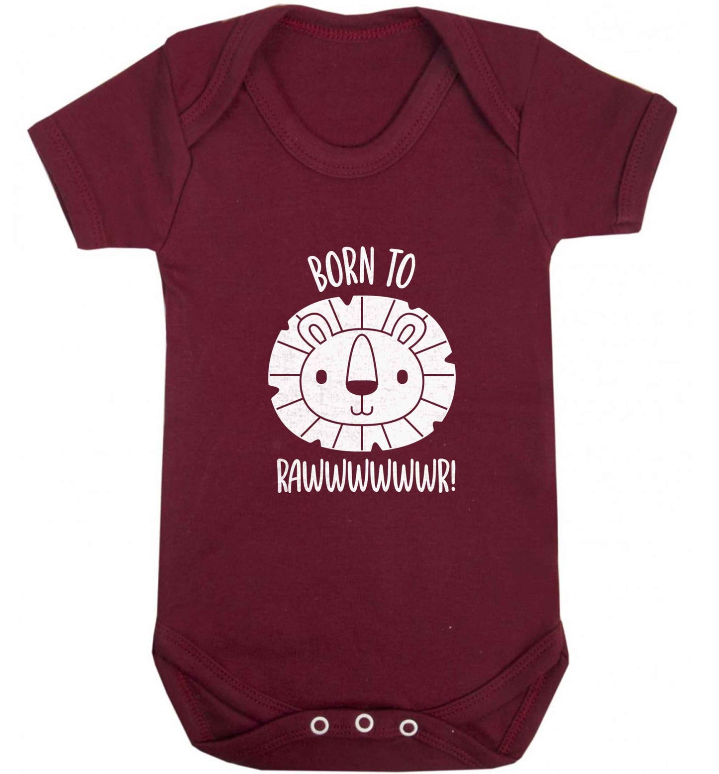 Born to rawr baby vest maroon 18-24 months