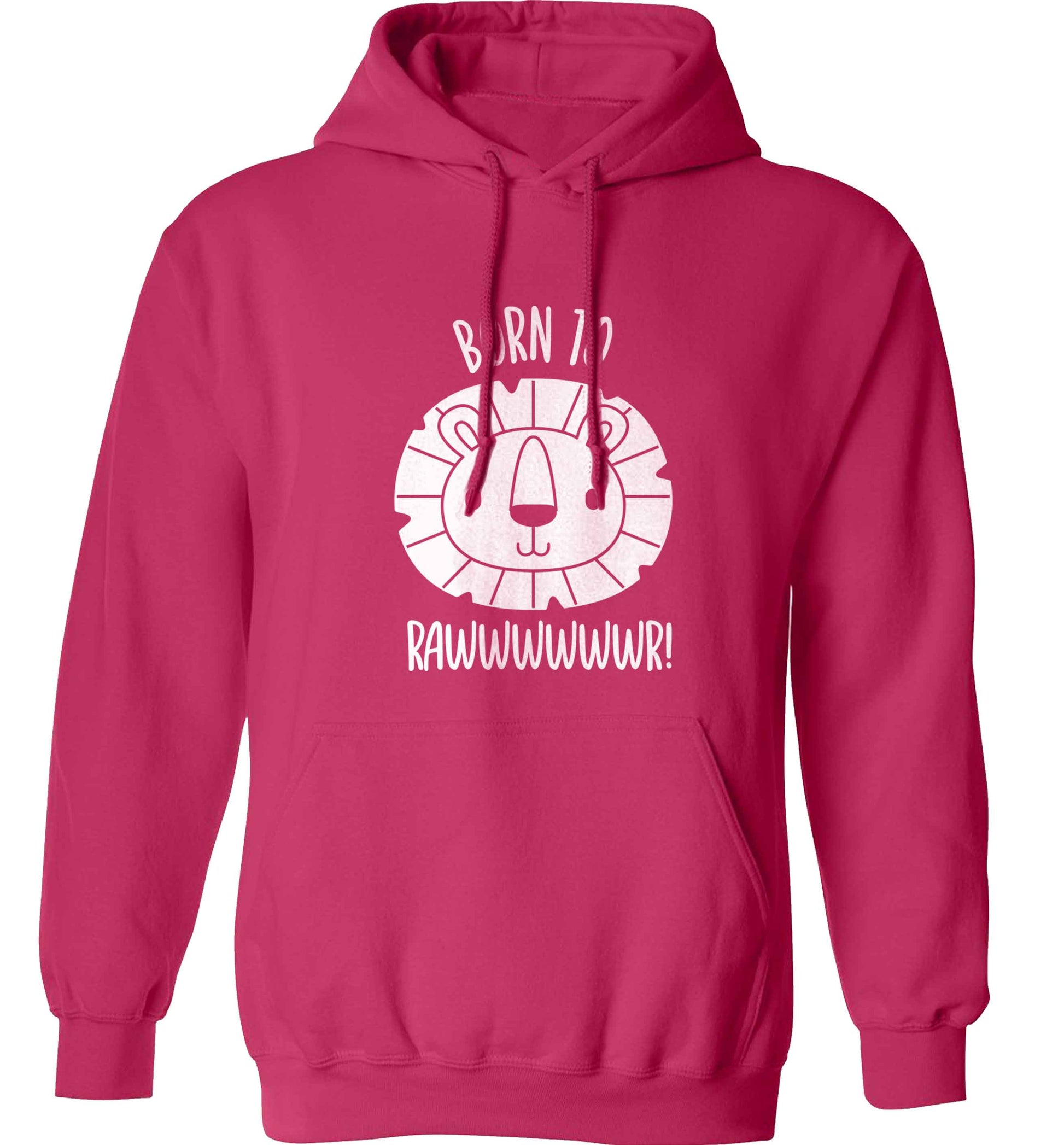 Born to rawr adults unisex pink hoodie 2XL