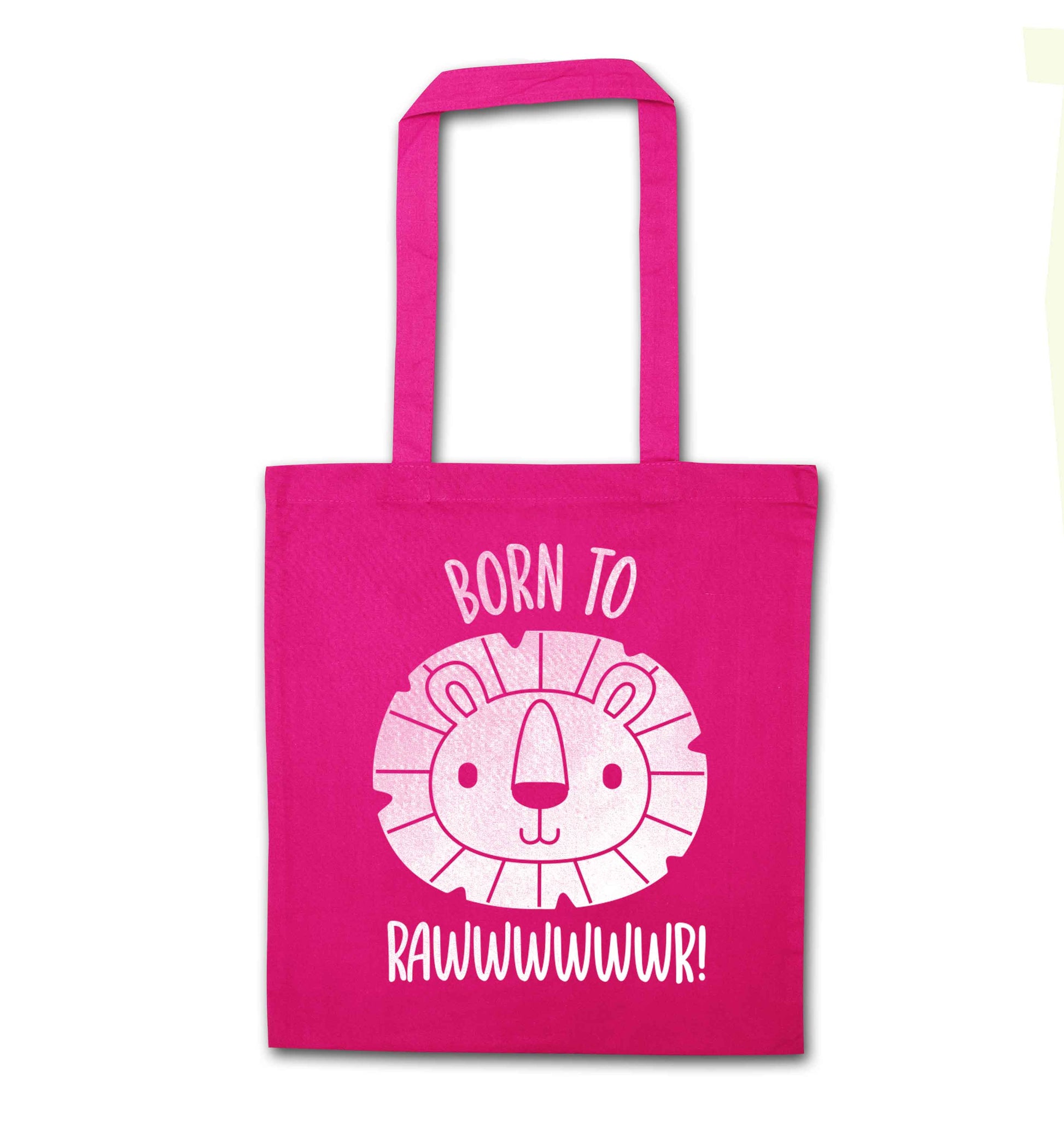Born to rawr pink tote bag