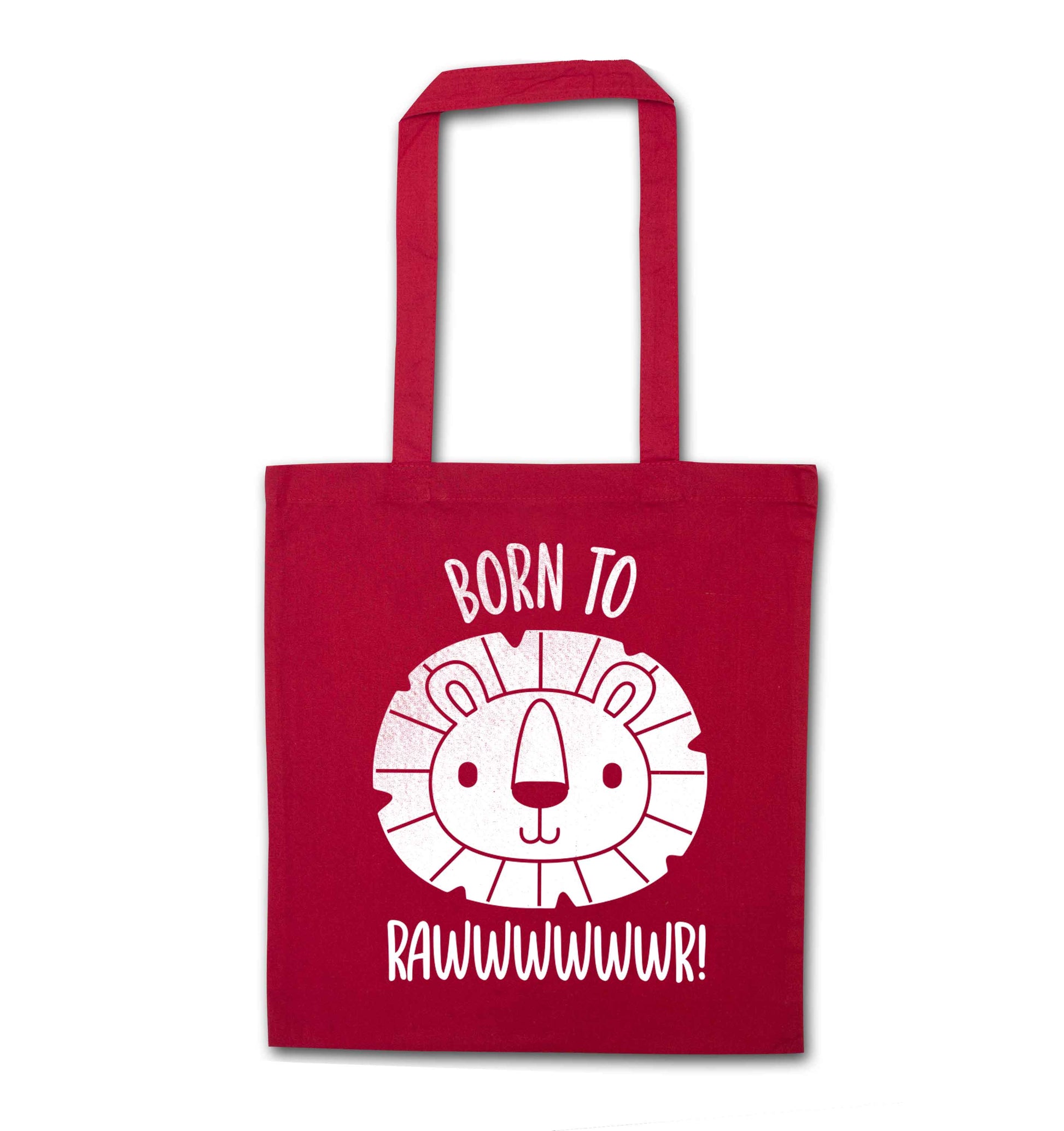 Born to rawr red tote bag