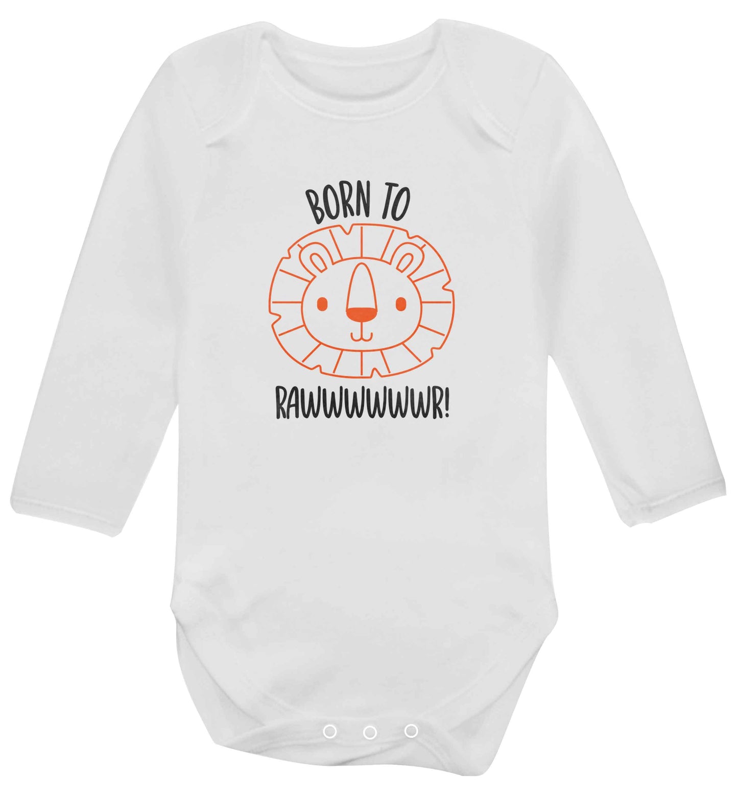 Born to rawr baby vest long sleeved white 6-12 months