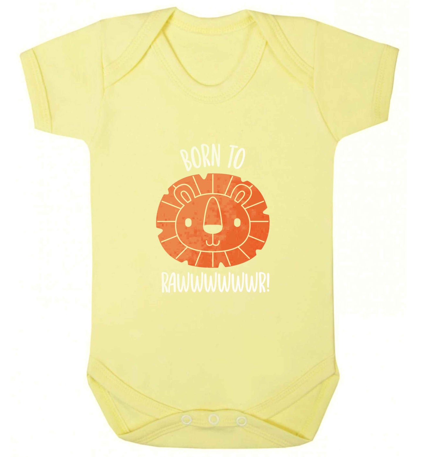 Born to rawr baby vest pale yellow 18-24 months