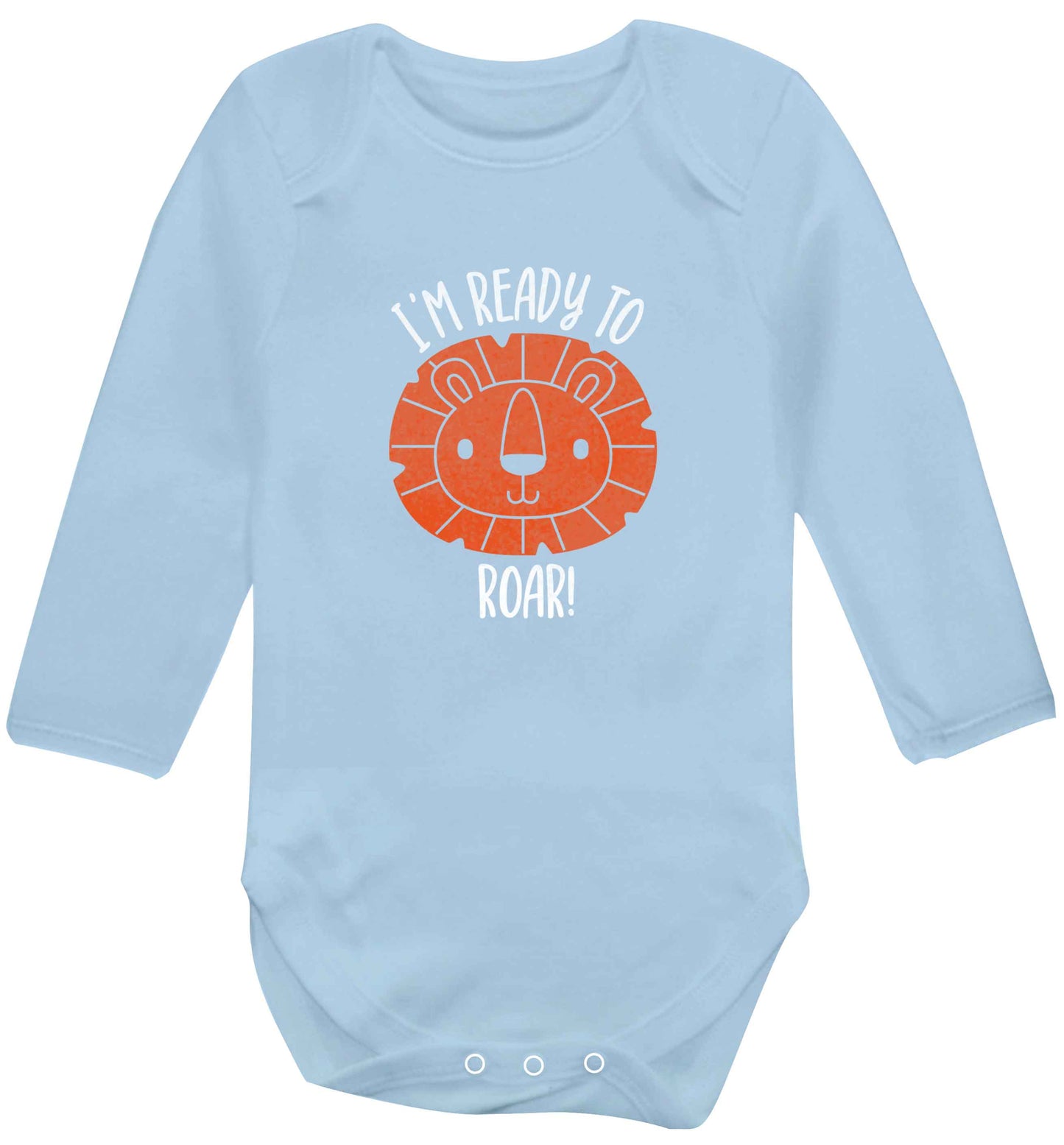 I'm ready to rawr baby vest long sleeved pale blue 6-12 months