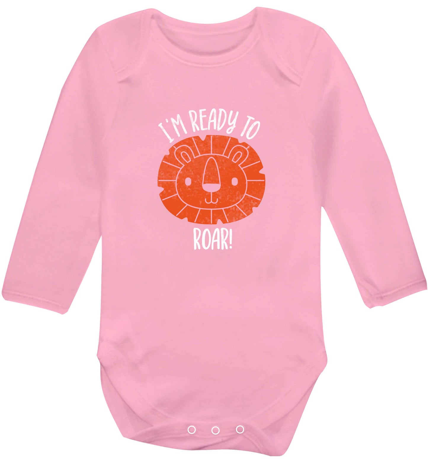 I'm ready to rawr baby vest long sleeved pale pink 6-12 months
