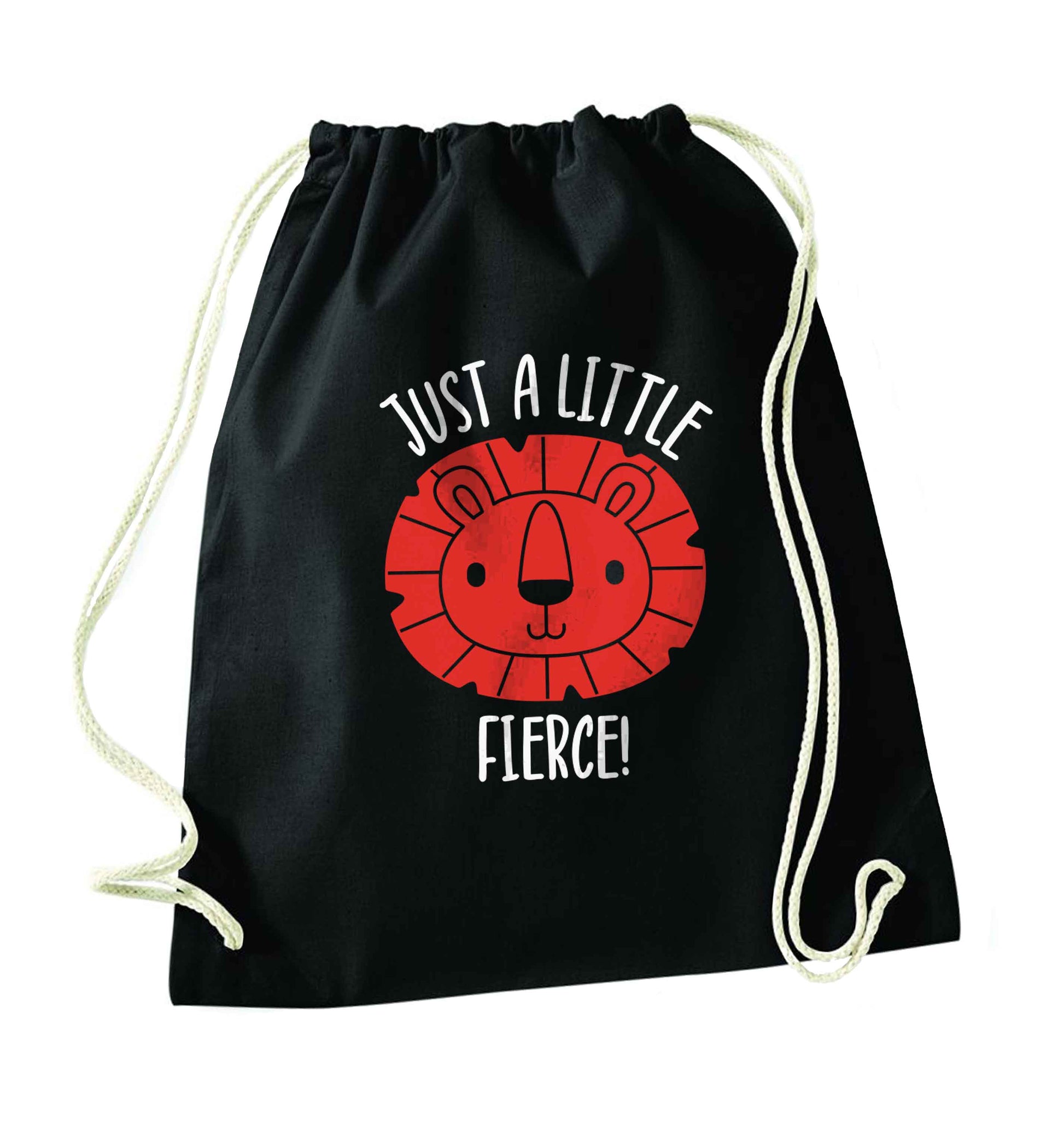 Just a little fierce black drawstring bag