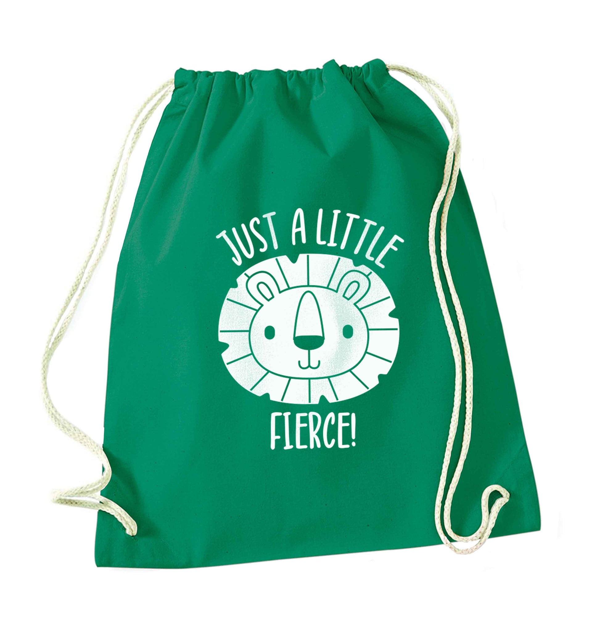 Just a little fierce green drawstring bag