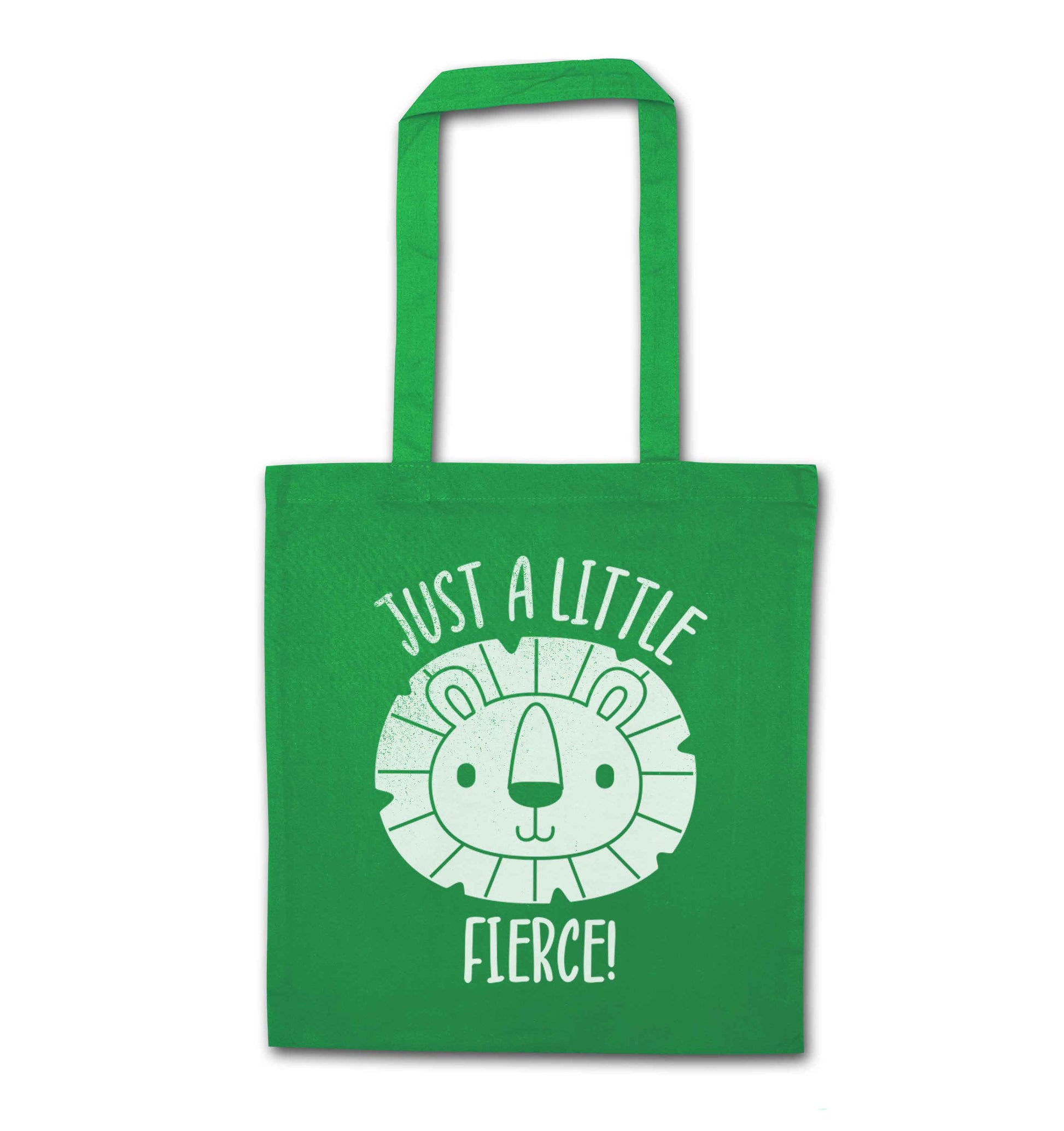 Just a little fierce green tote bag