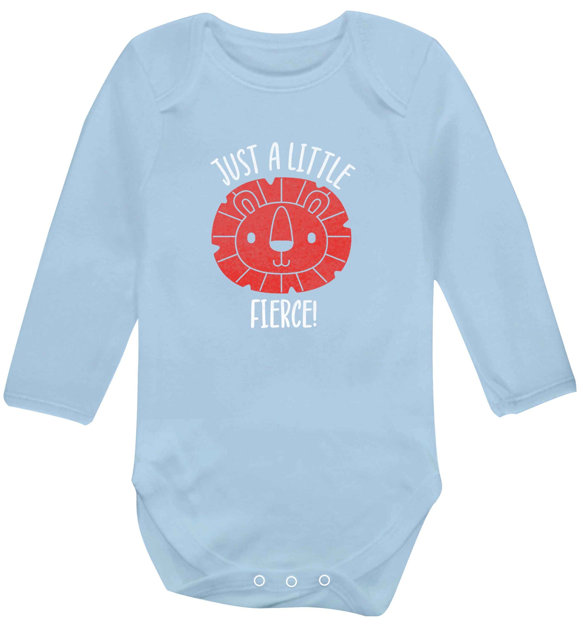 Just a little fierce baby vest long sleeved pale blue 6-12 months