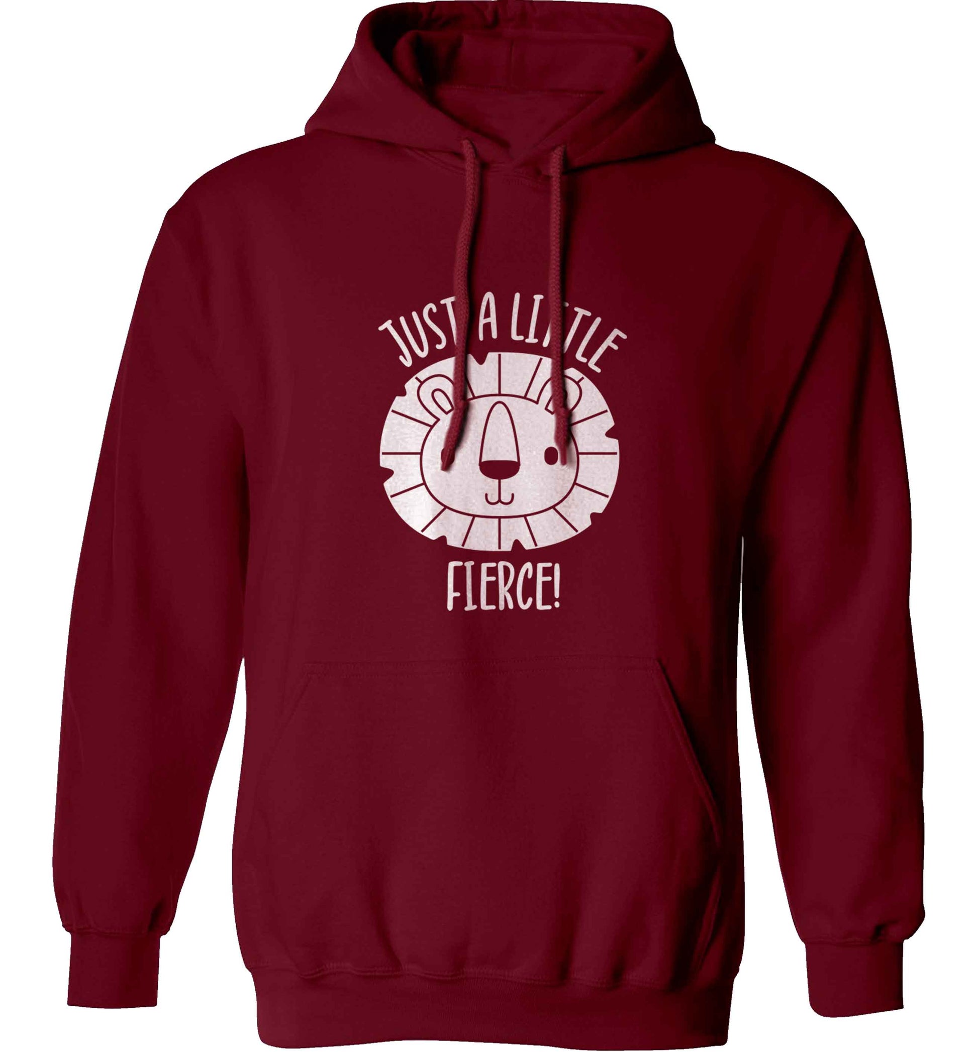 Just a little fierce adults unisex maroon hoodie 2XL